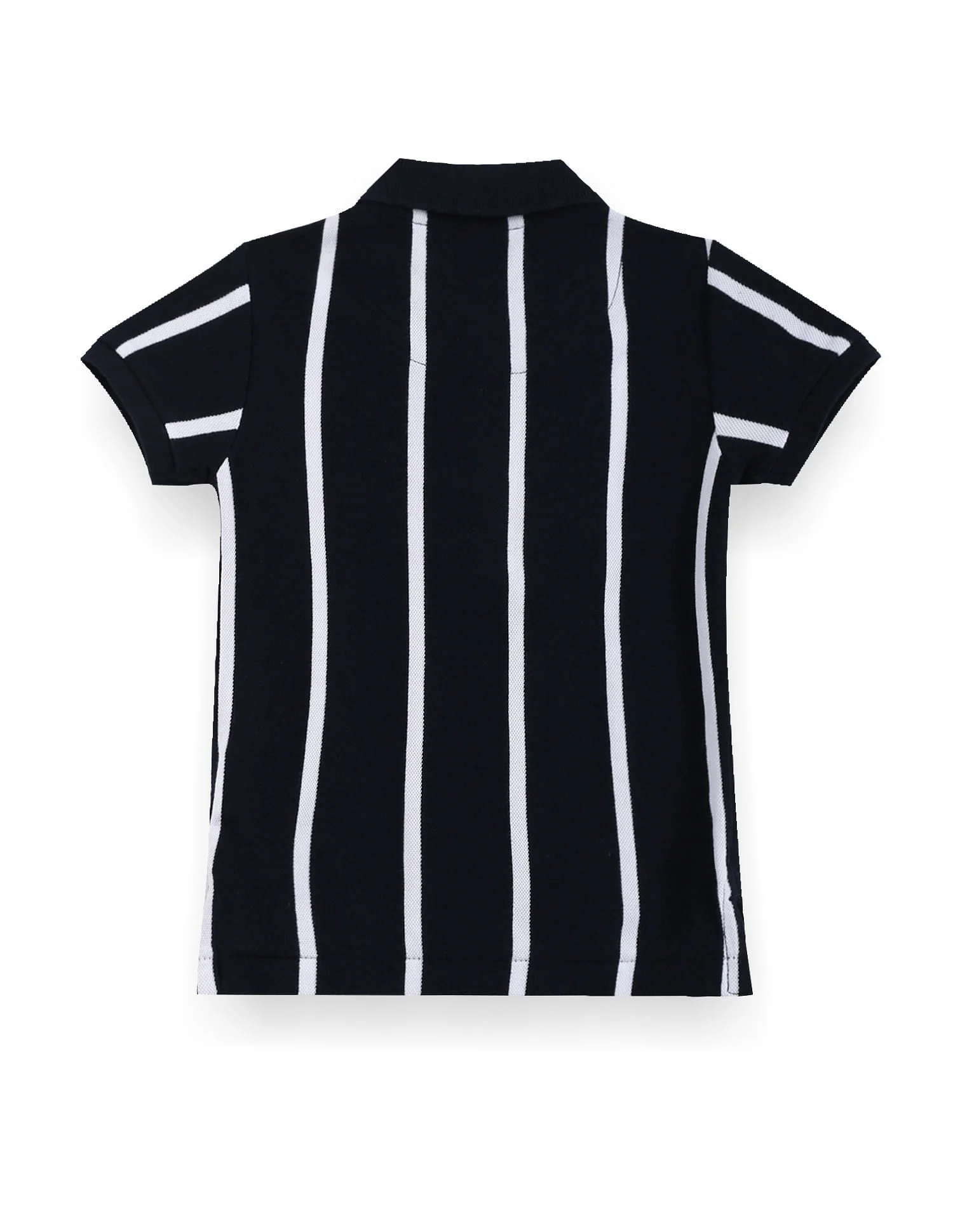 Boys Vertical Stripe Cotton Polo Shirt - Image 2