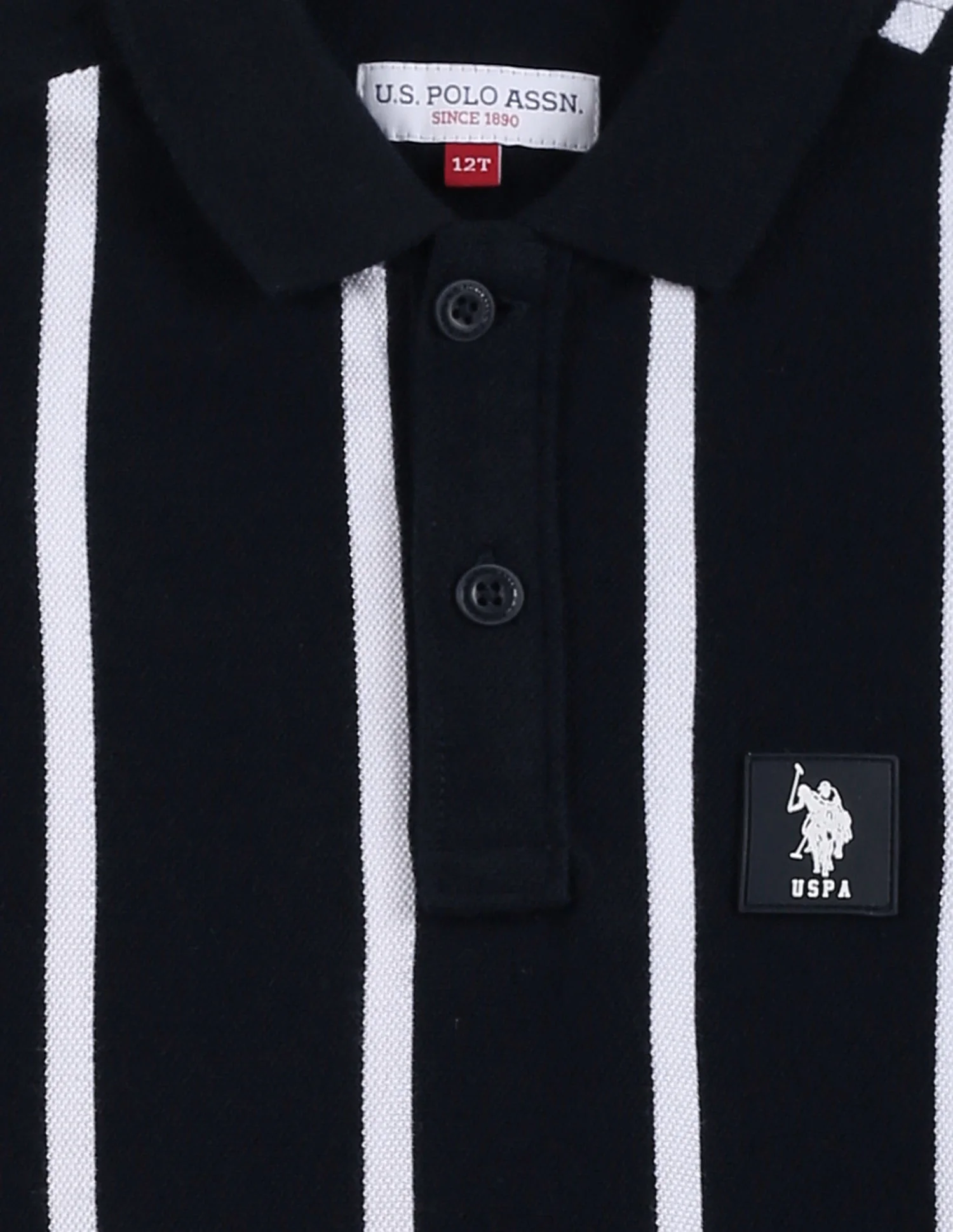 Boys Vertical Stripe Cotton Polo Shirt - Image 3