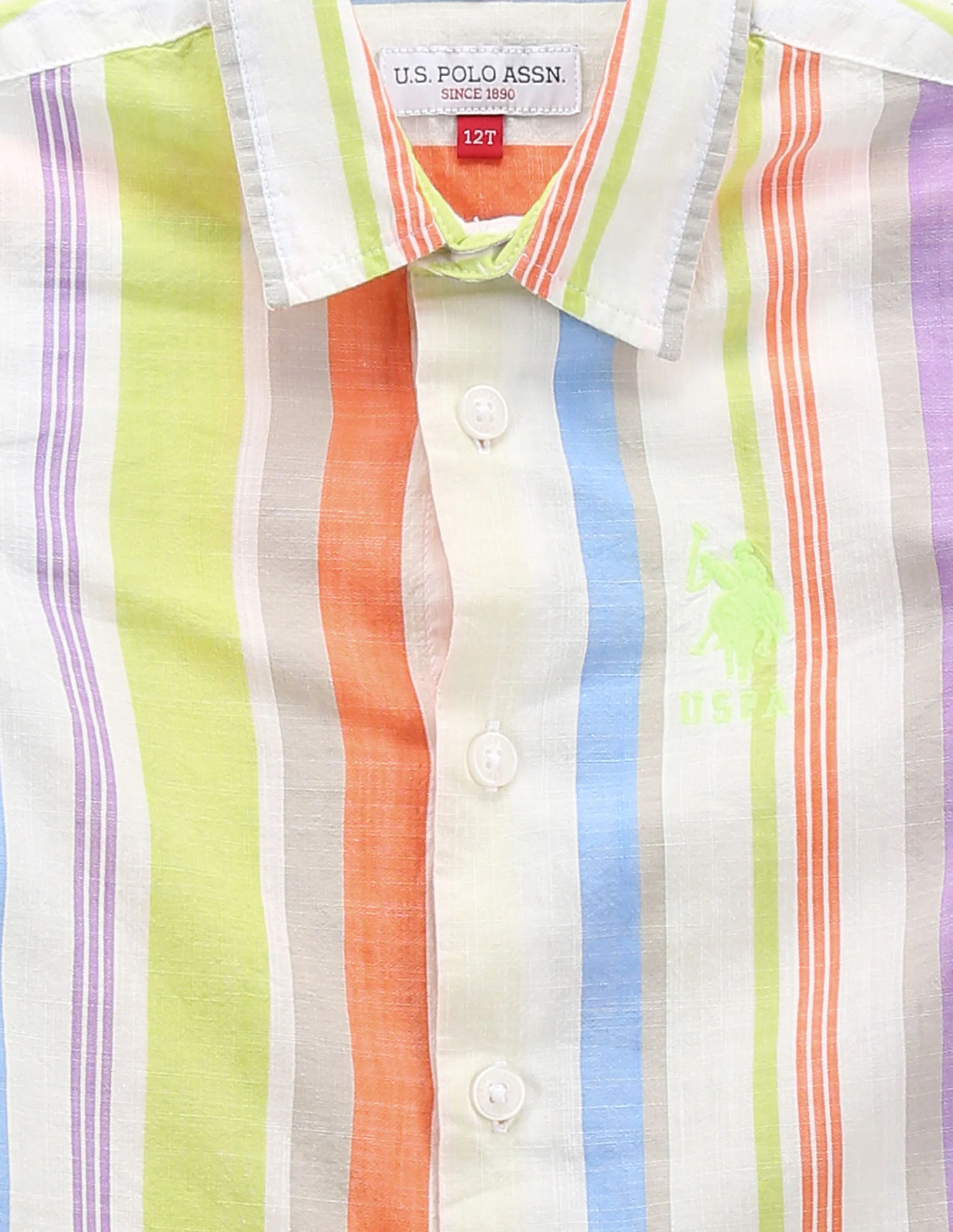 Boys Vertical Stripe Cotton Shirt - Image 3