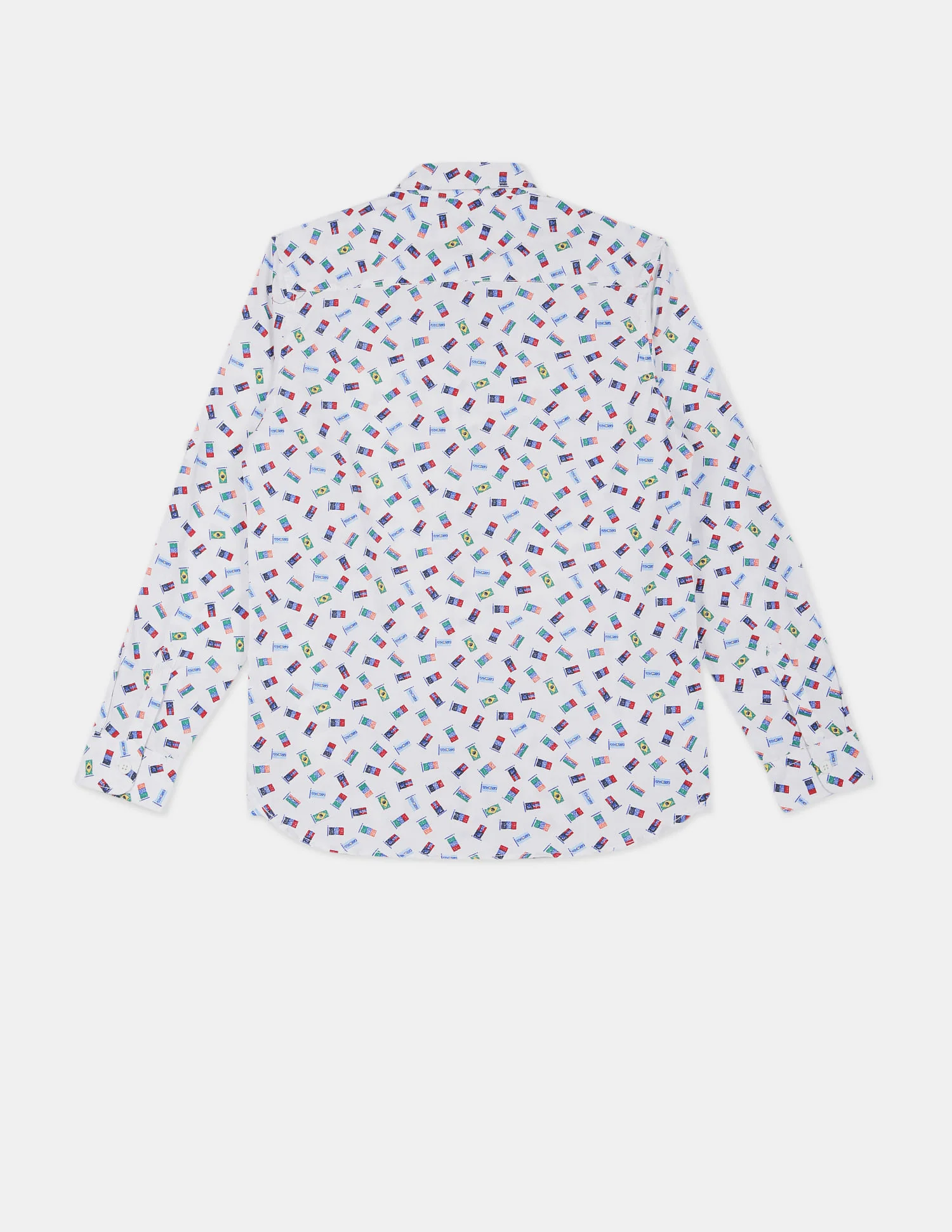 Boys White Button Down Collar Printed Shirt - Image 2