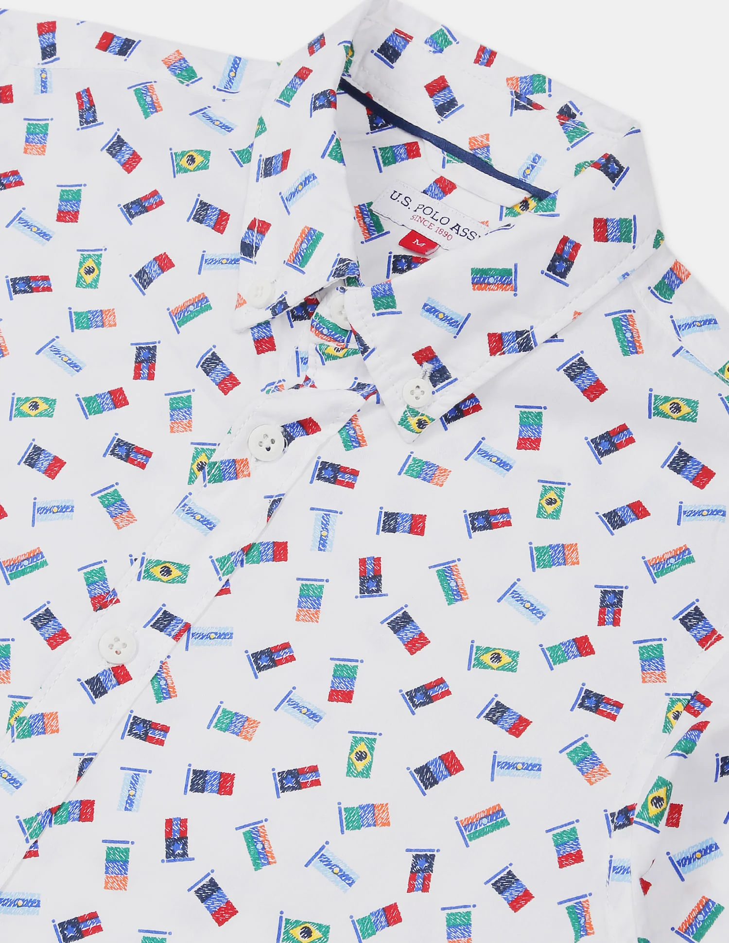 Boys White Button Down Collar Printed Shirt - Image 3