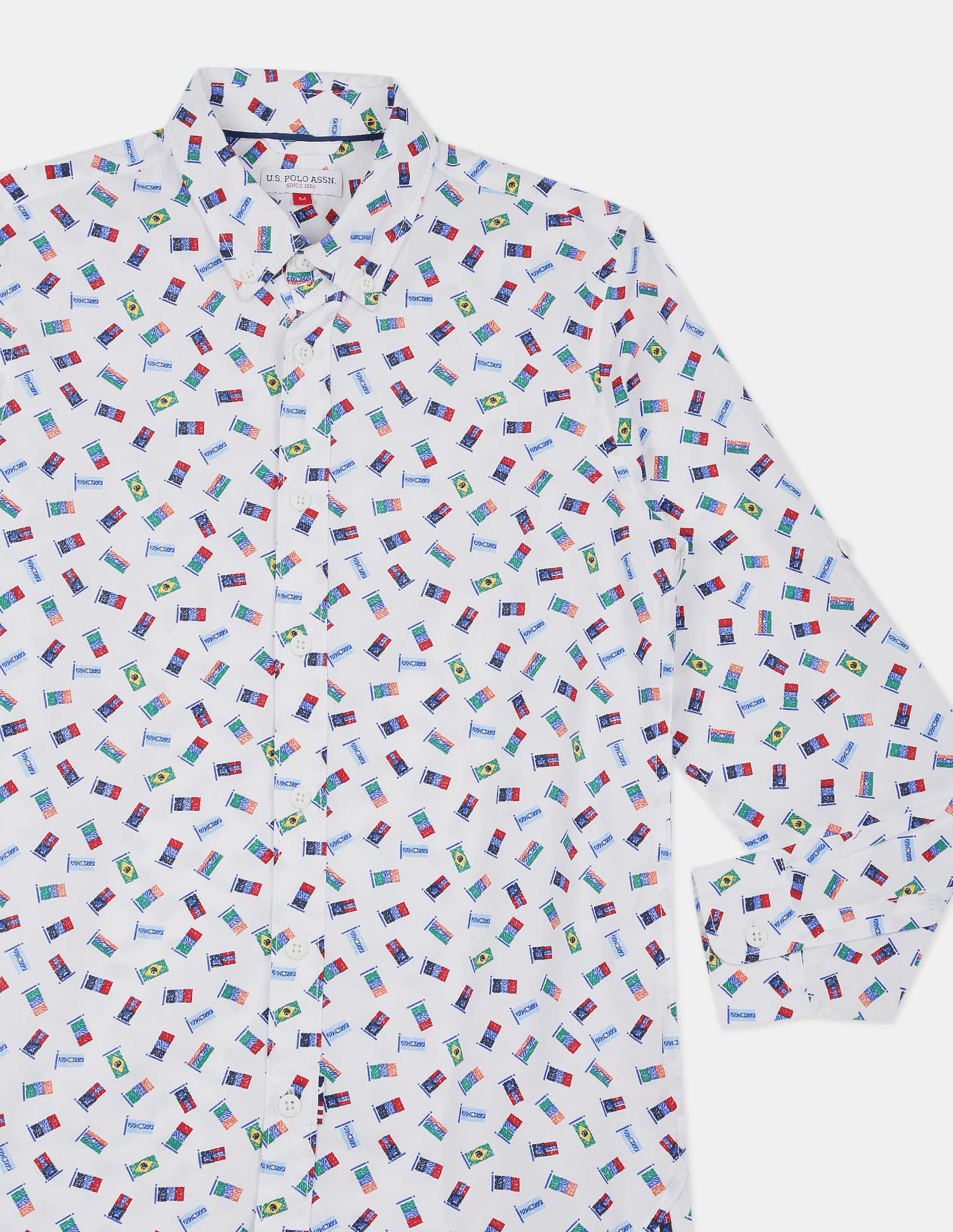 Boys White Button Down Collar Printed Shirt - Image 4