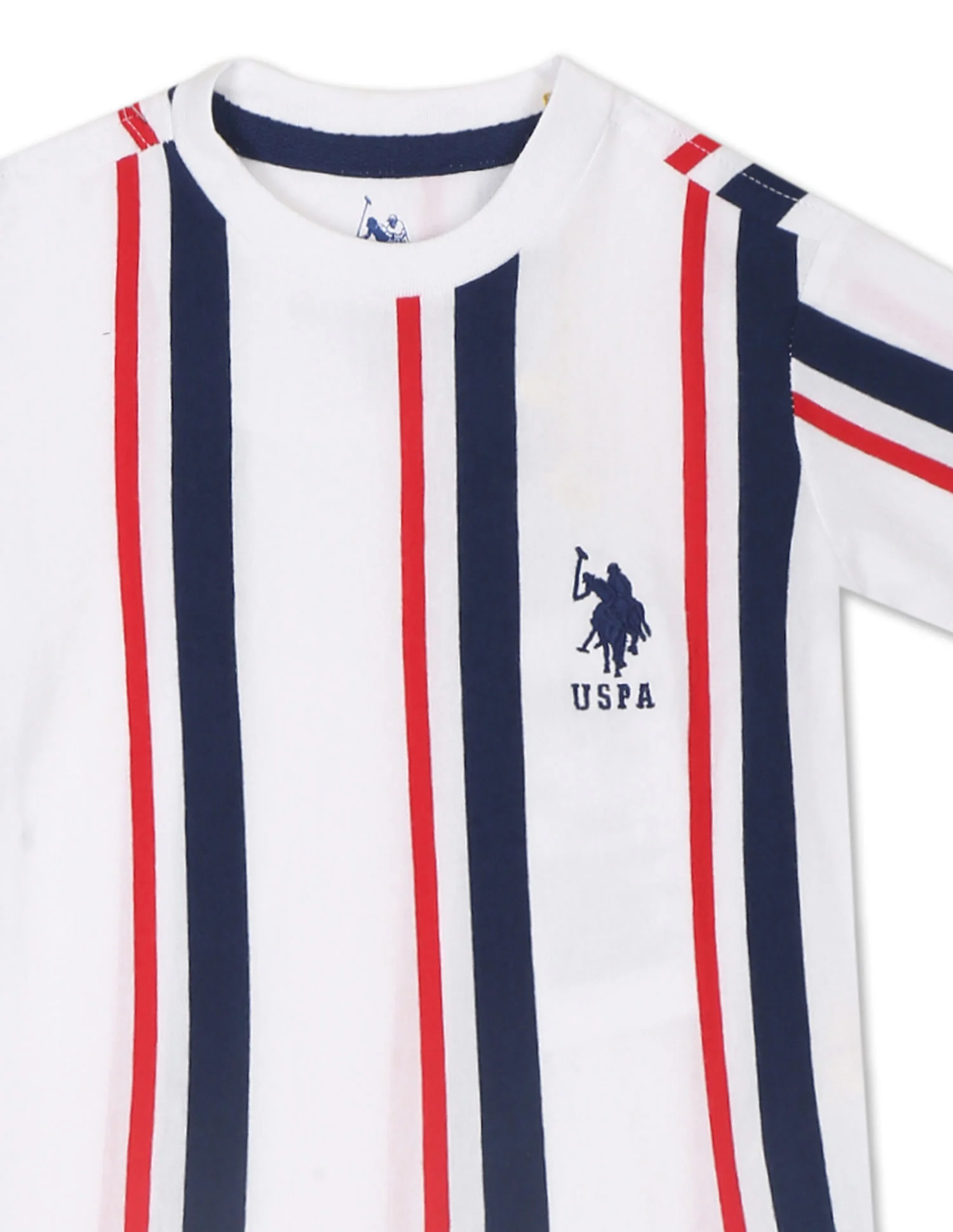 Boys White Crew Neck Stripe T-Shirt - Image 4