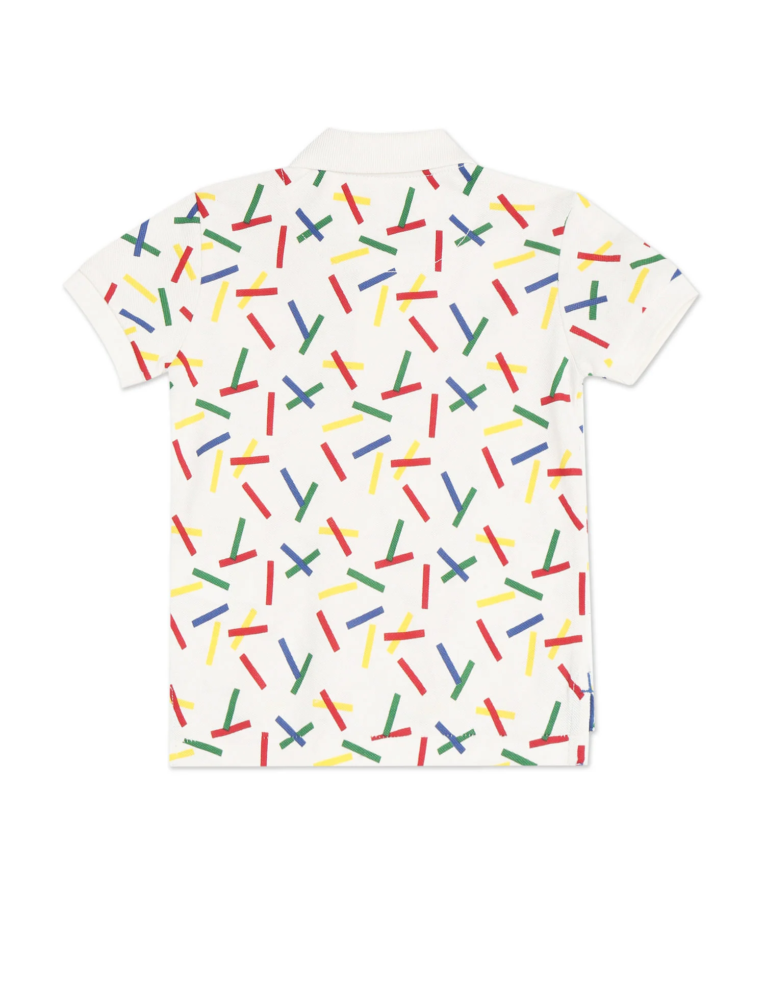 Boys White Pique Printed Polo Shirt - Image 2