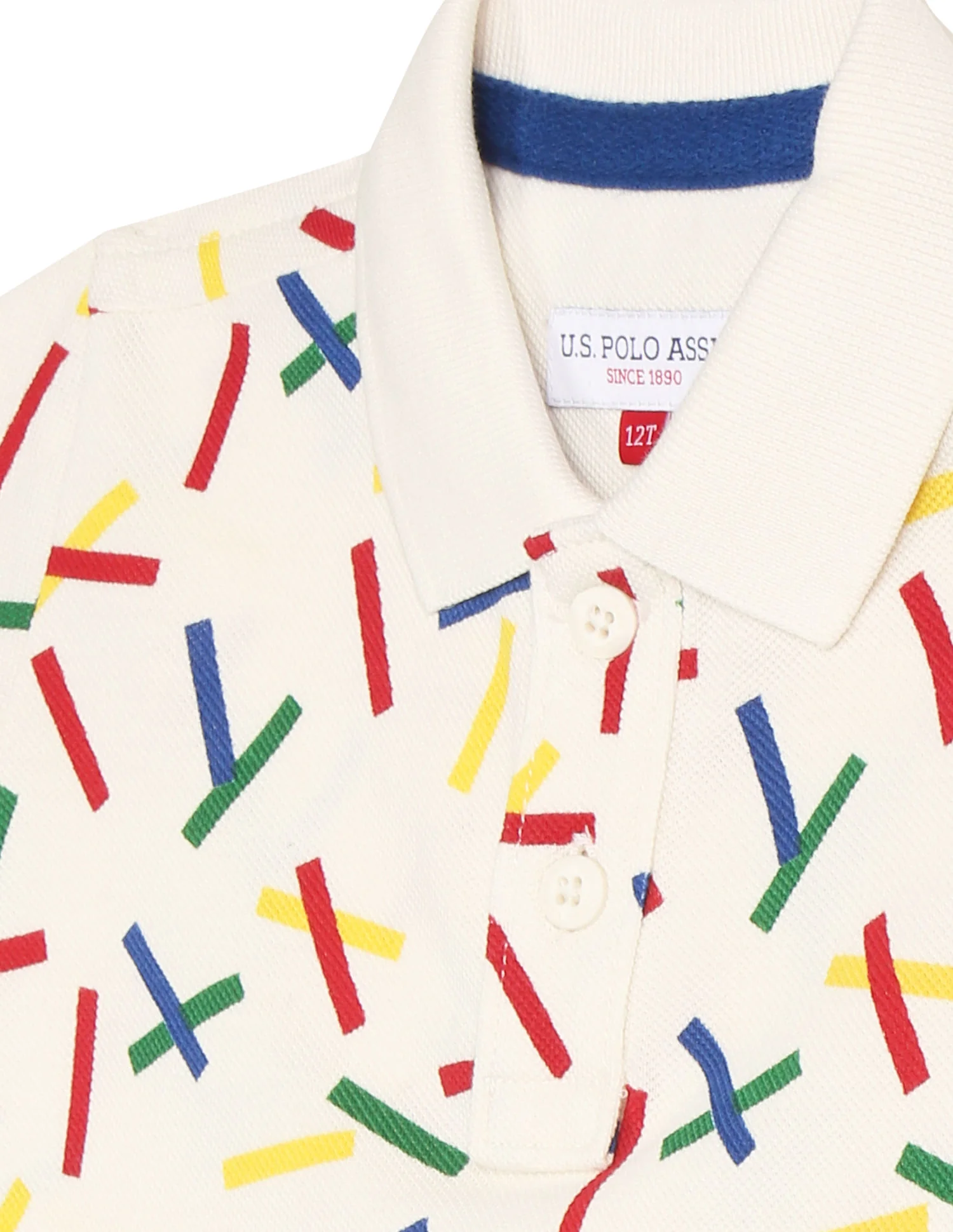 Boys White Pique Printed Polo Shirt - Image 3
