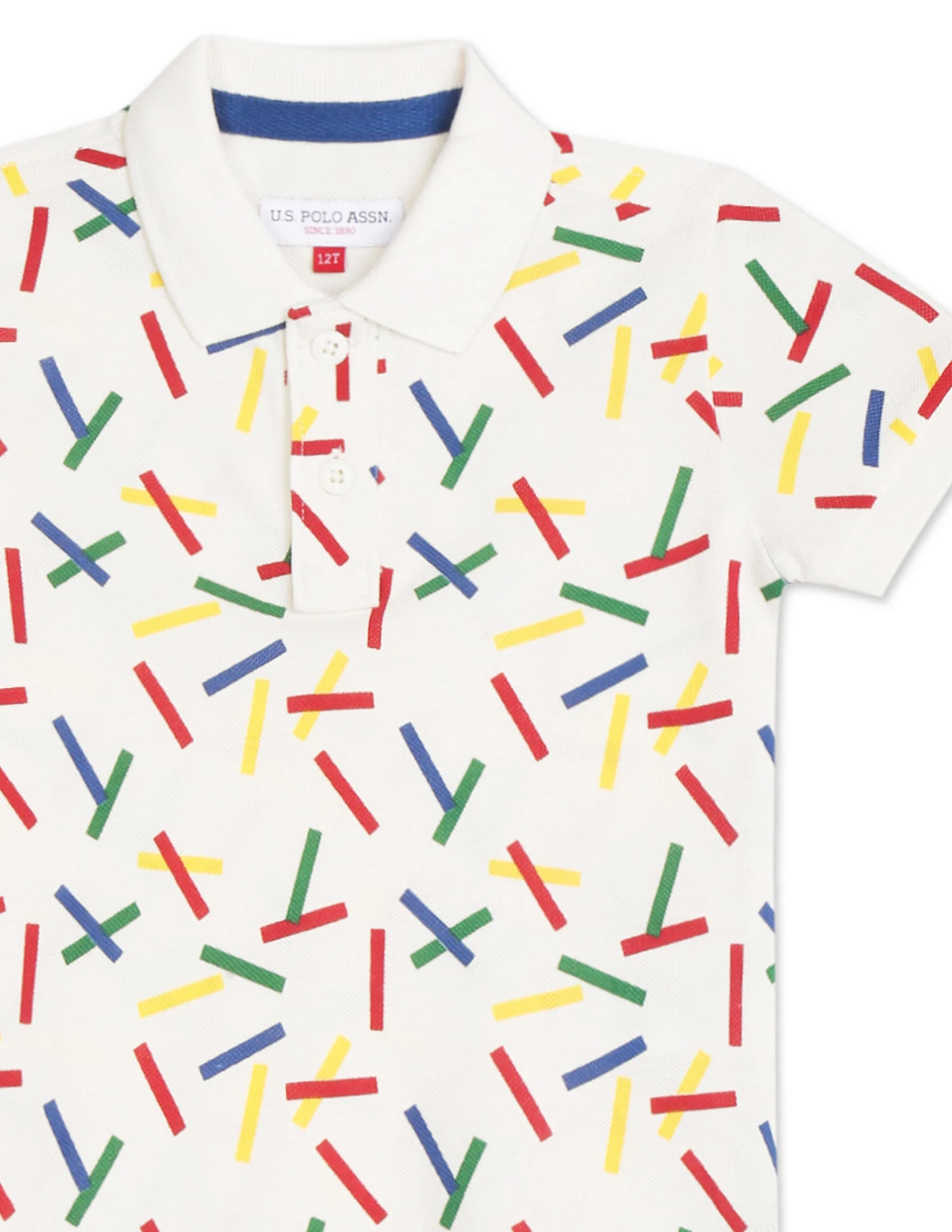 Boys White Pique Printed Polo Shirt - Image 4