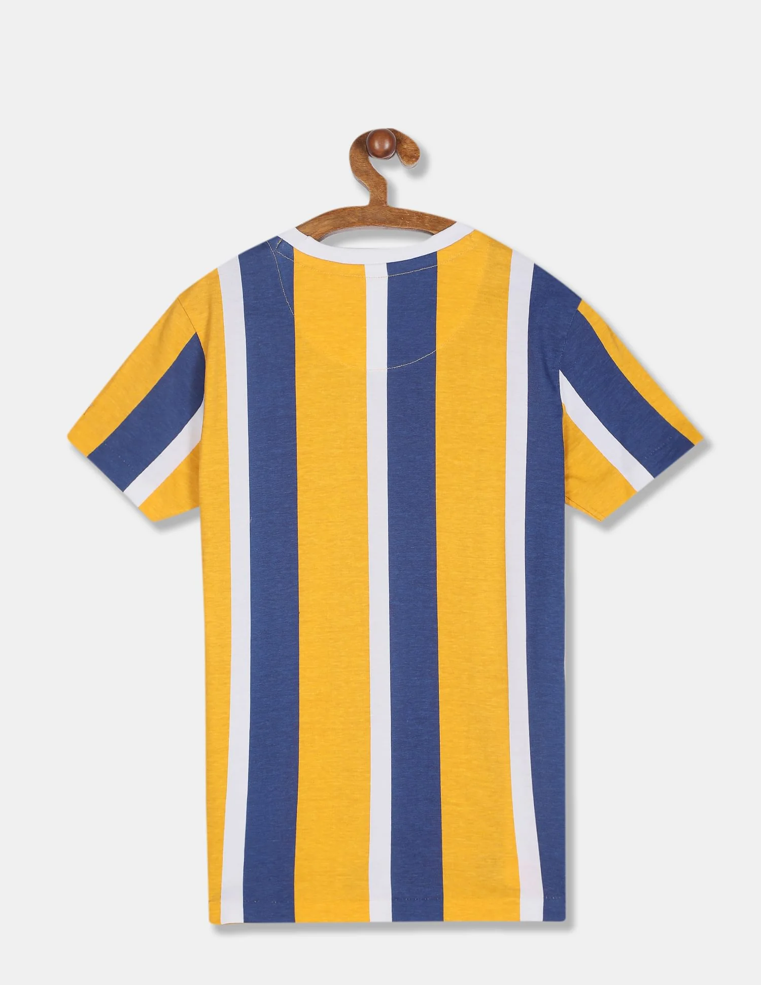Boys Yellow And Blue Crew Neck Stripe T-Shirt - Image 2