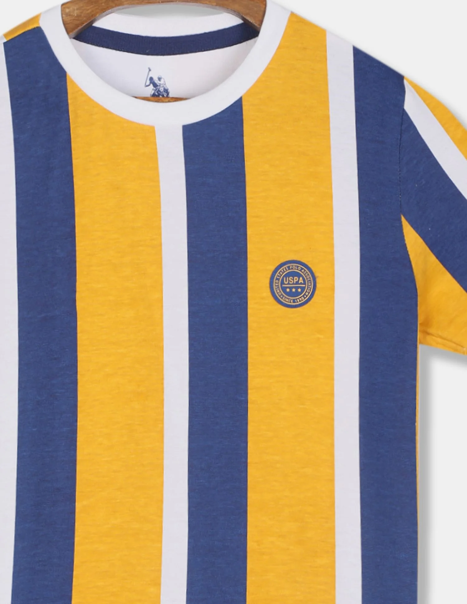 Boys Yellow And Blue Crew Neck Stripe T-Shirt - Image 3
