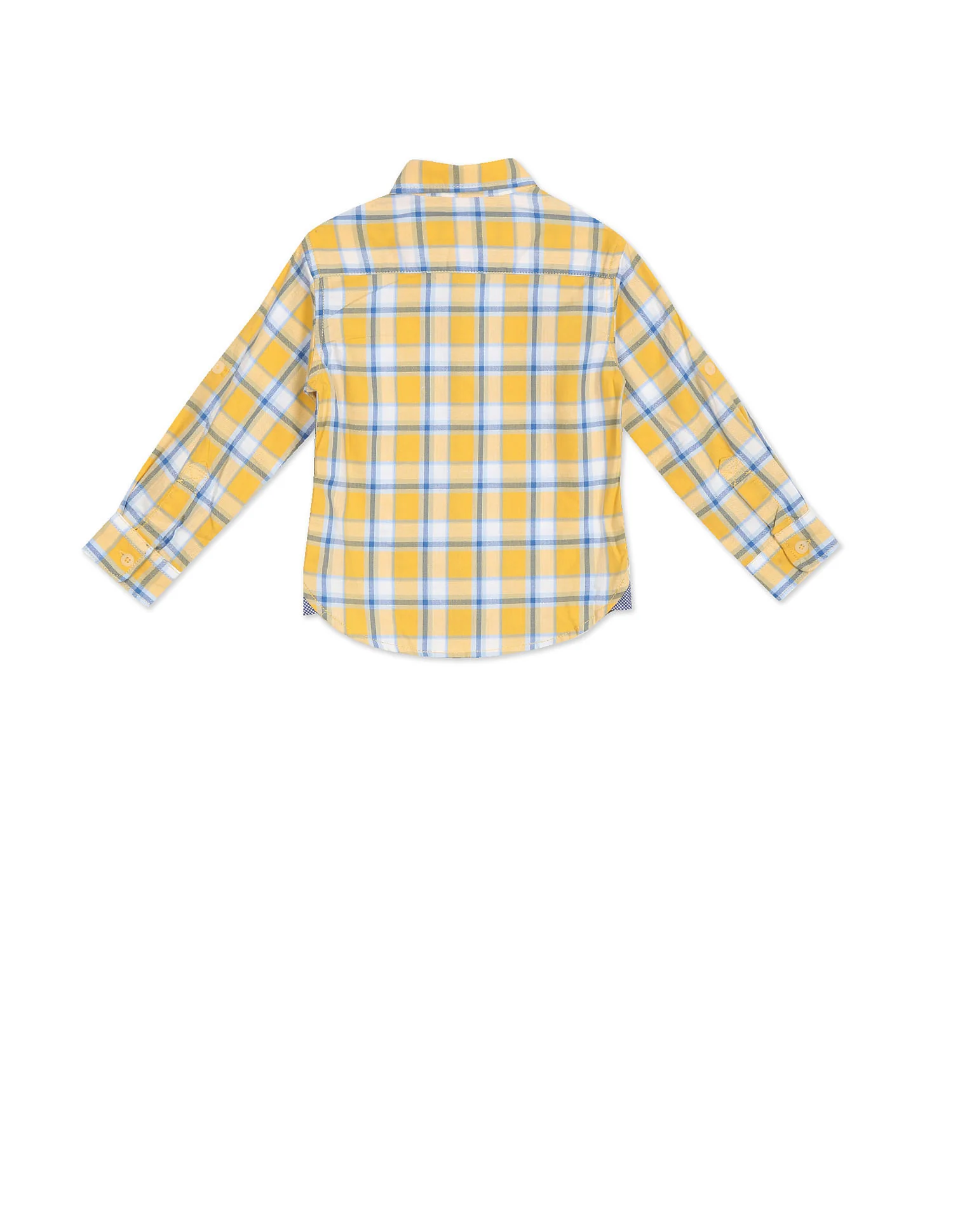 Boys Yellow Button Down Collar Check Shirt - Image 2