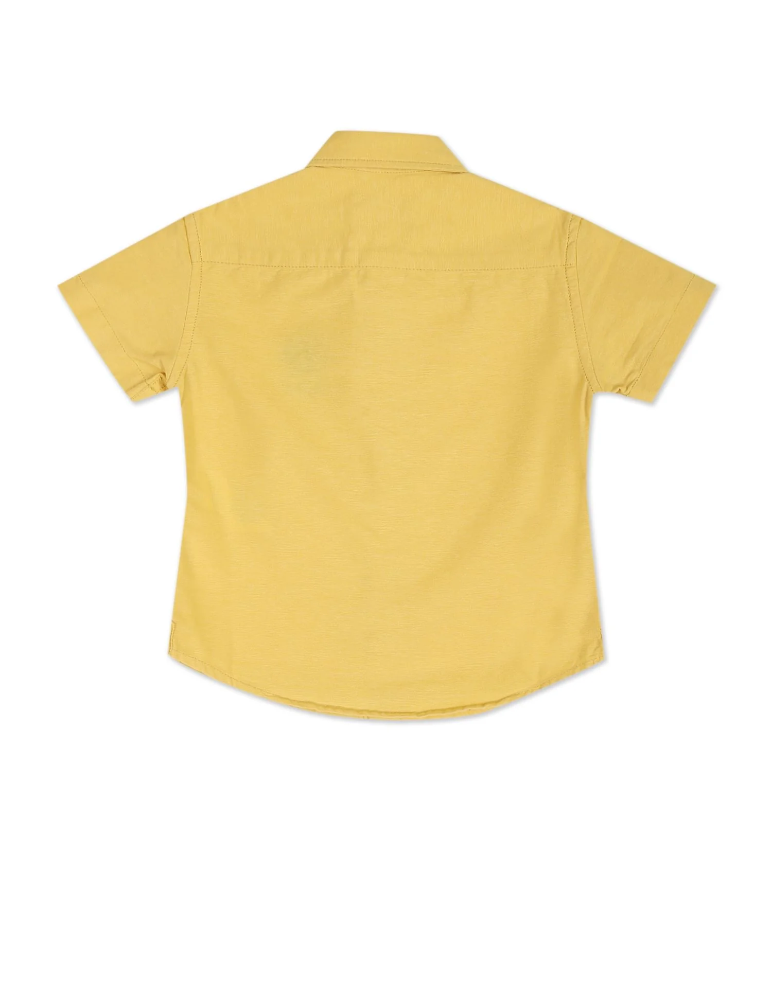 Boys Yellow Pure Cotton Solid Casual Shirt - Image 2