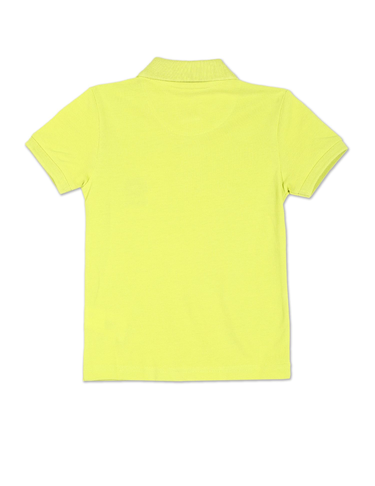 Boys Yellow Solid Pique Polo Shirt - Image 2