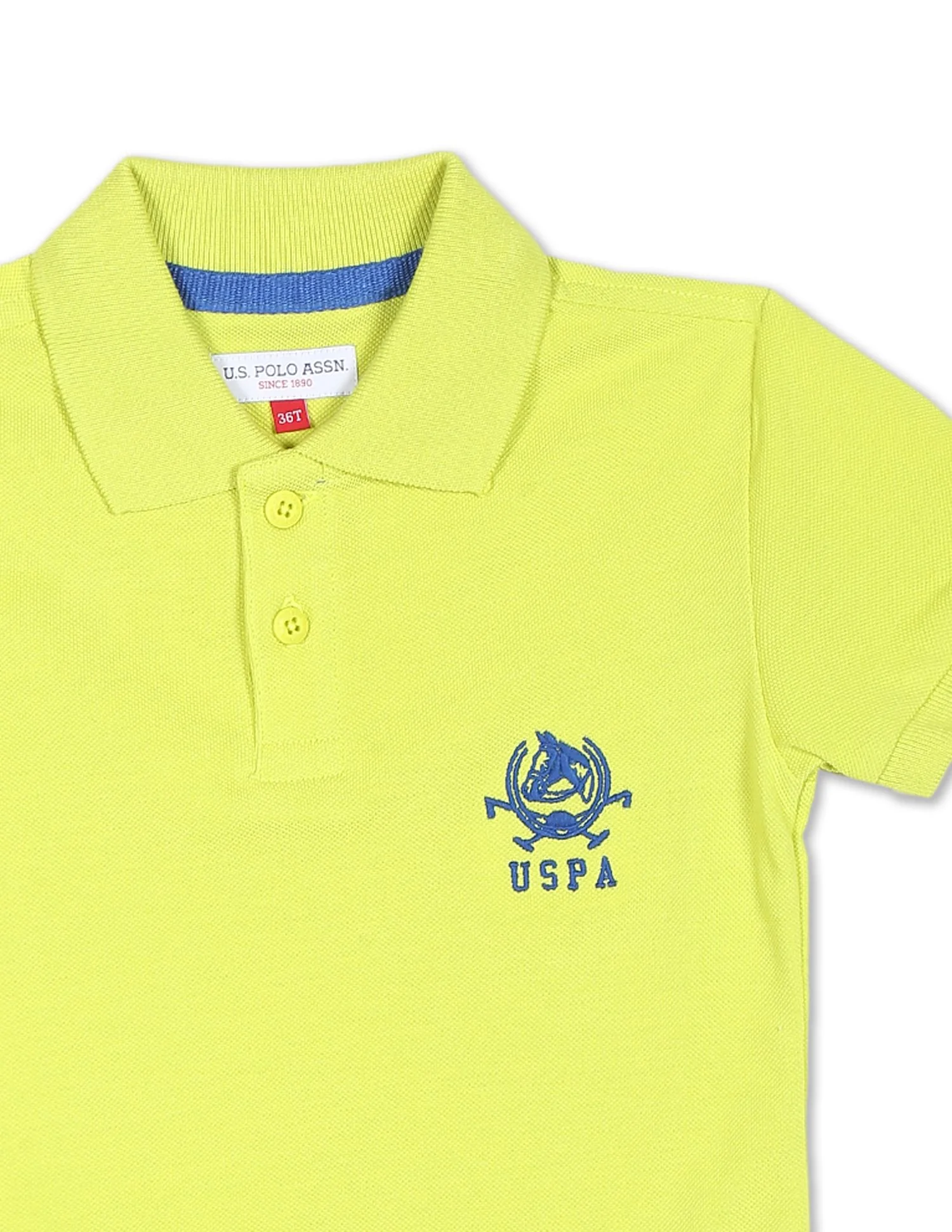 Boys Yellow Solid Pique Polo Shirt - Image 4