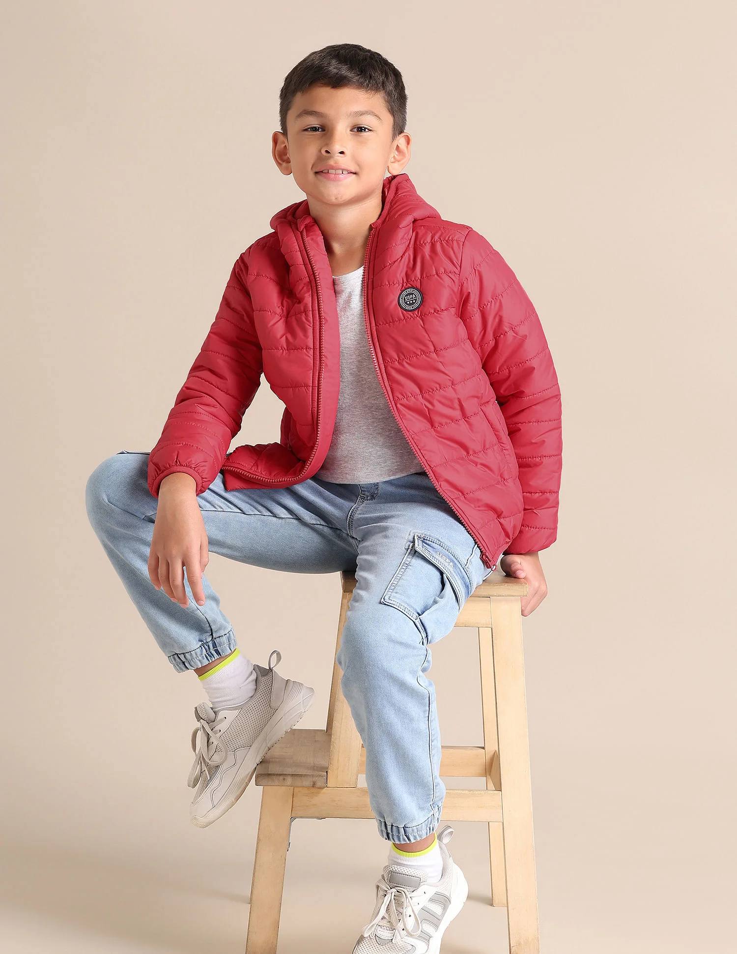 Boys Solid Hooded Jacket