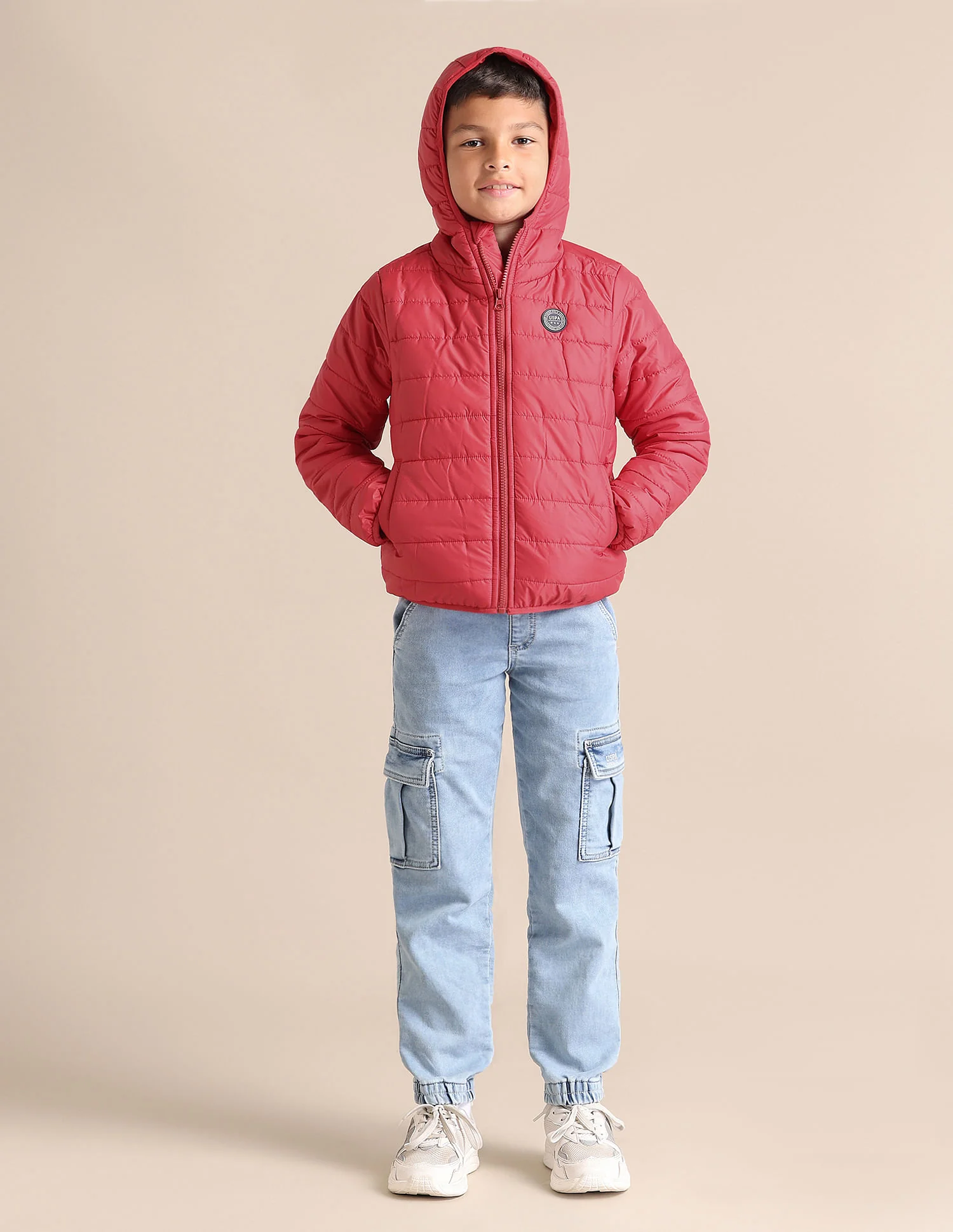 Boys Solid Hooded Jacket - Image 3