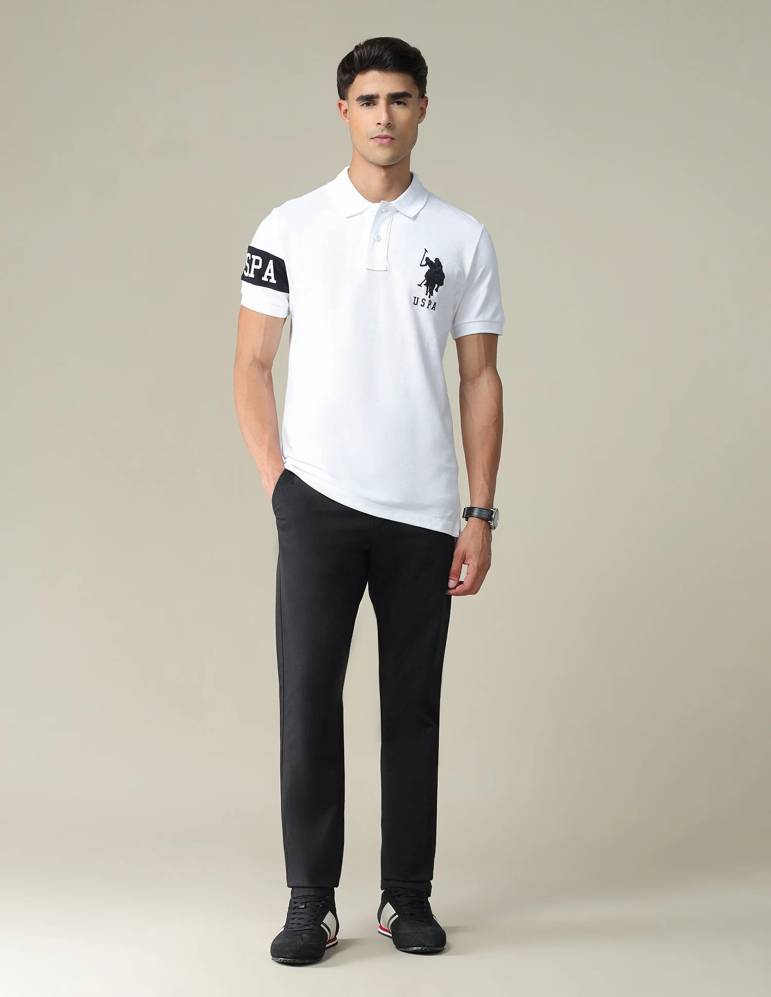 Brand Embroidered Pique Polo Shirt - Image 3