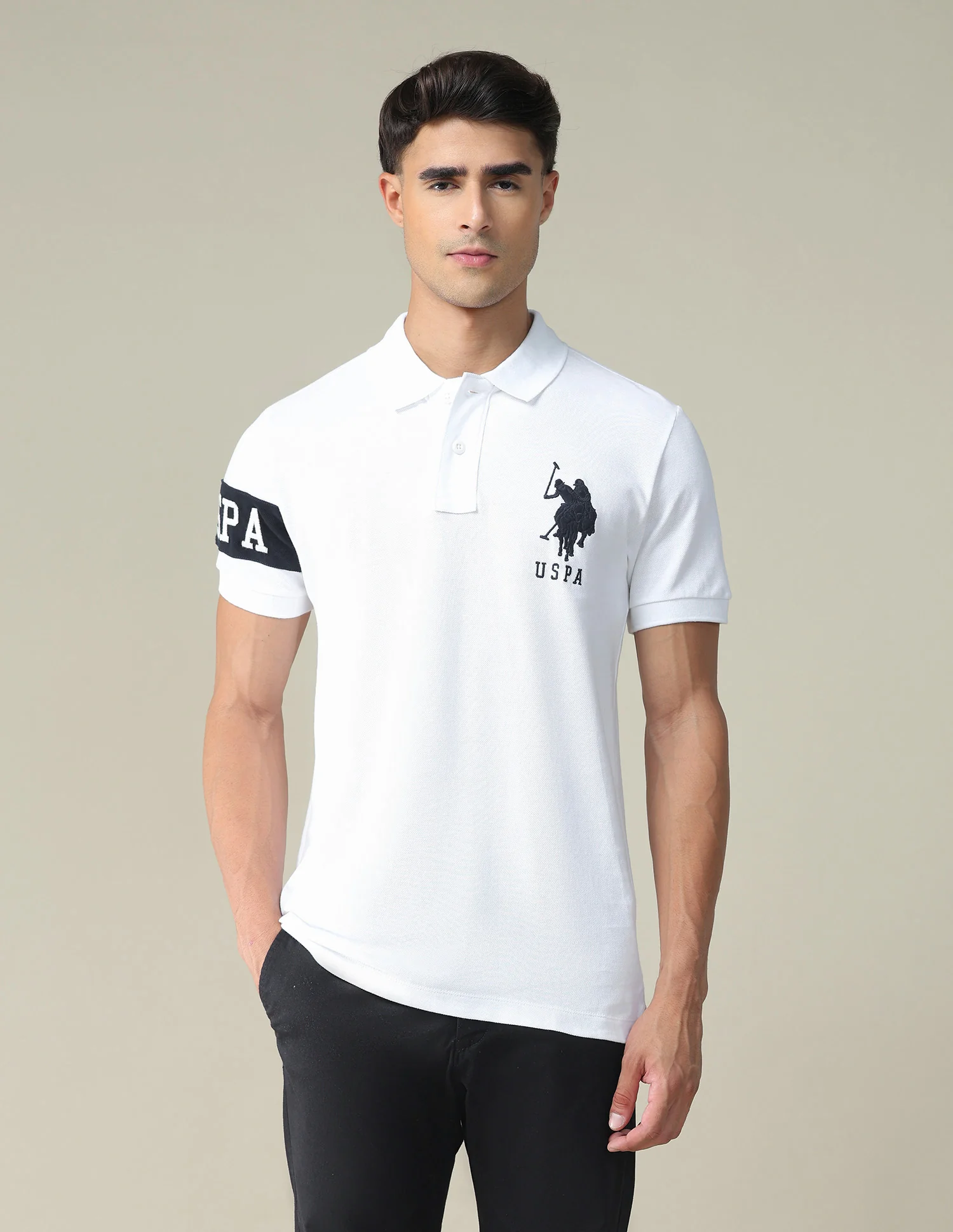 Brand Embroidered Pique Polo Shirt - Image 6