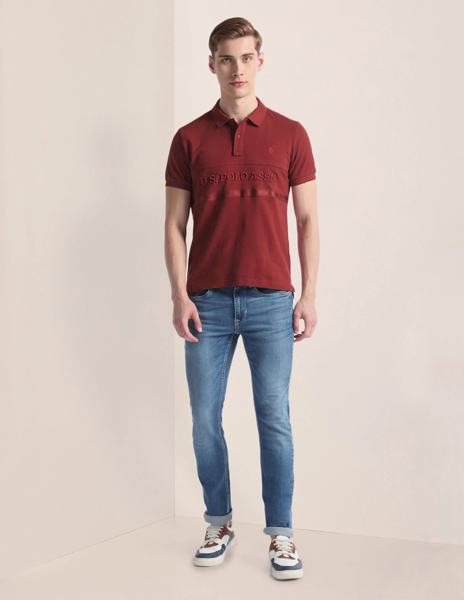 Brand Embroidered Slim Polo Shirt - Image 3