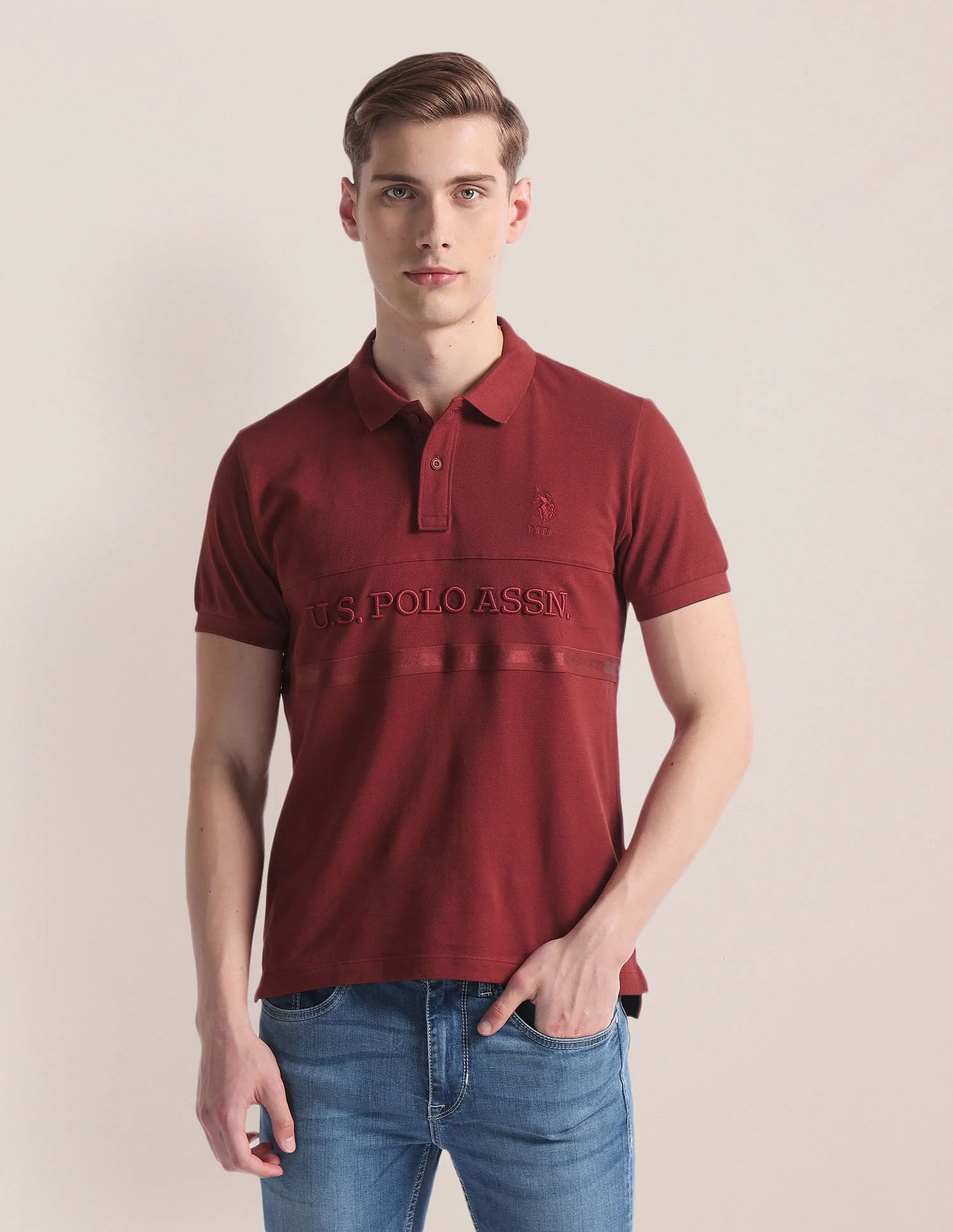 Brand Embroidered Slim Polo Shirt - Image 6