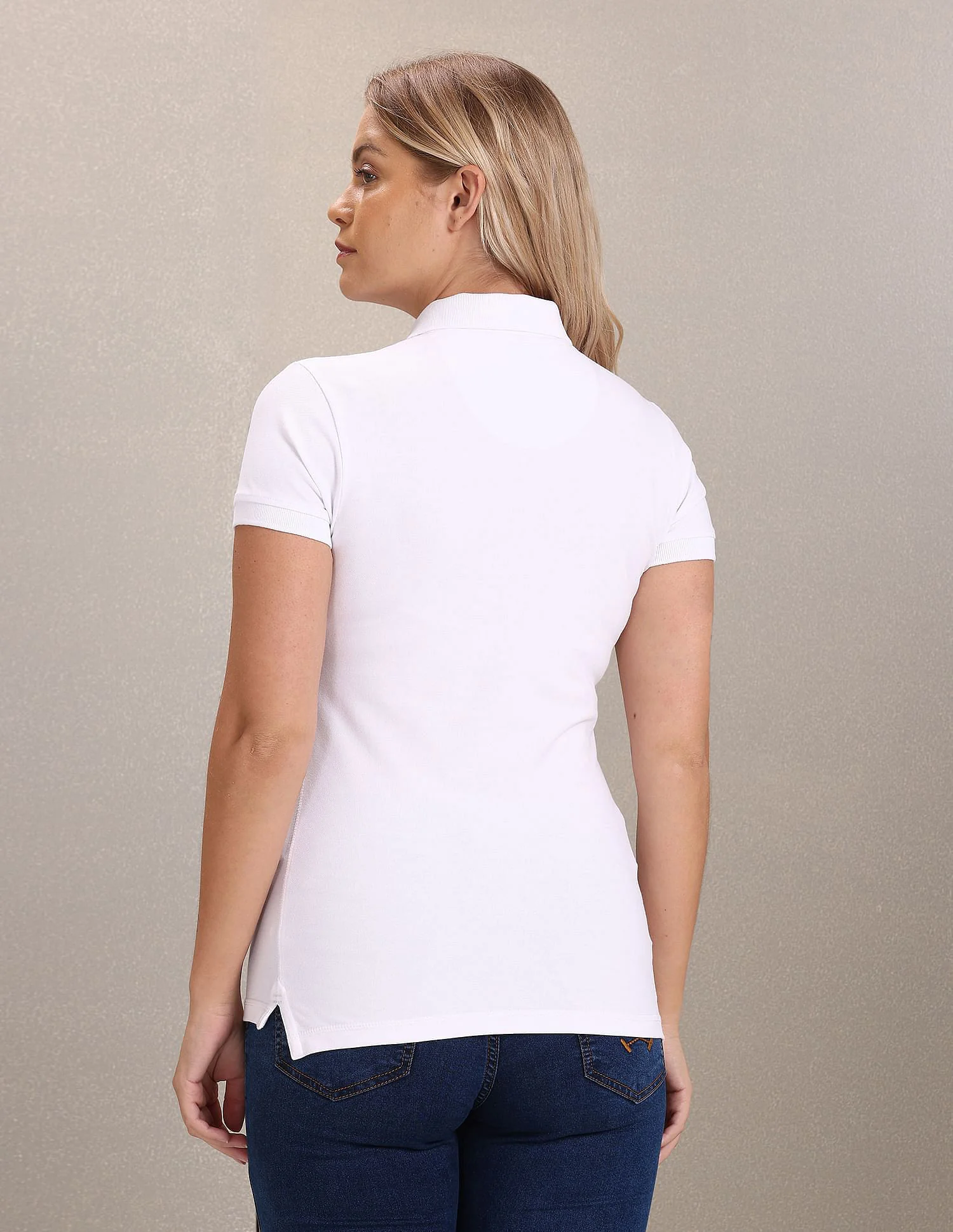 Brand Logo Solid Pique Polo Shirt - Image 5
