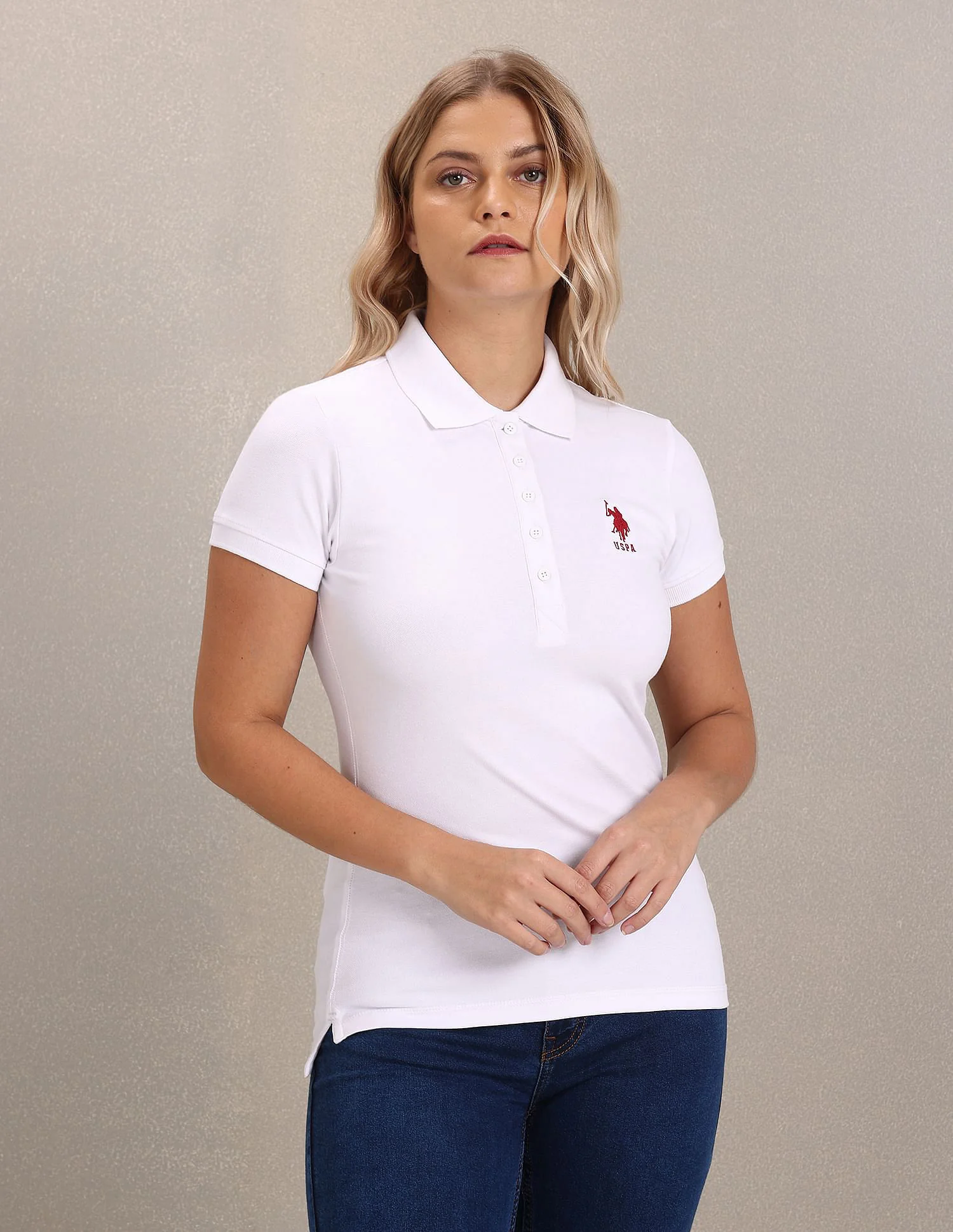 Brand Logo Solid Pique Polo Shirt - Image 6