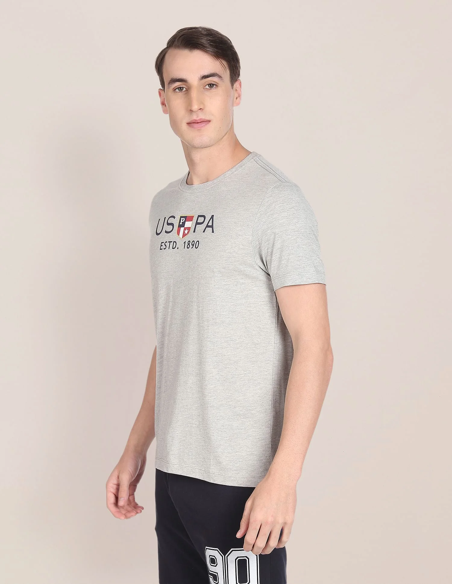 Brand Print Heathered Cotton T-Shirt - Image 4
