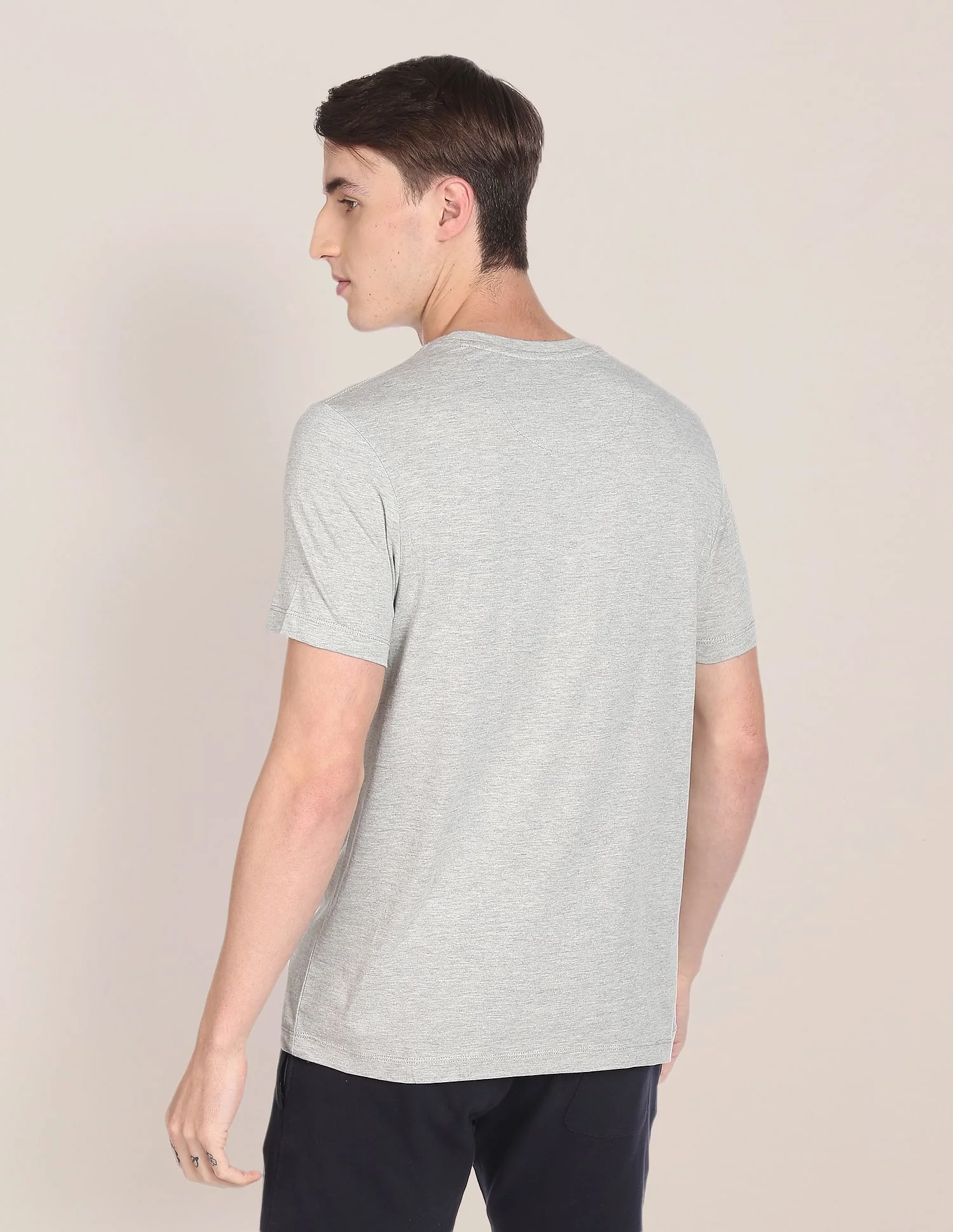Brand Print Heathered Cotton T-Shirt - Image 5