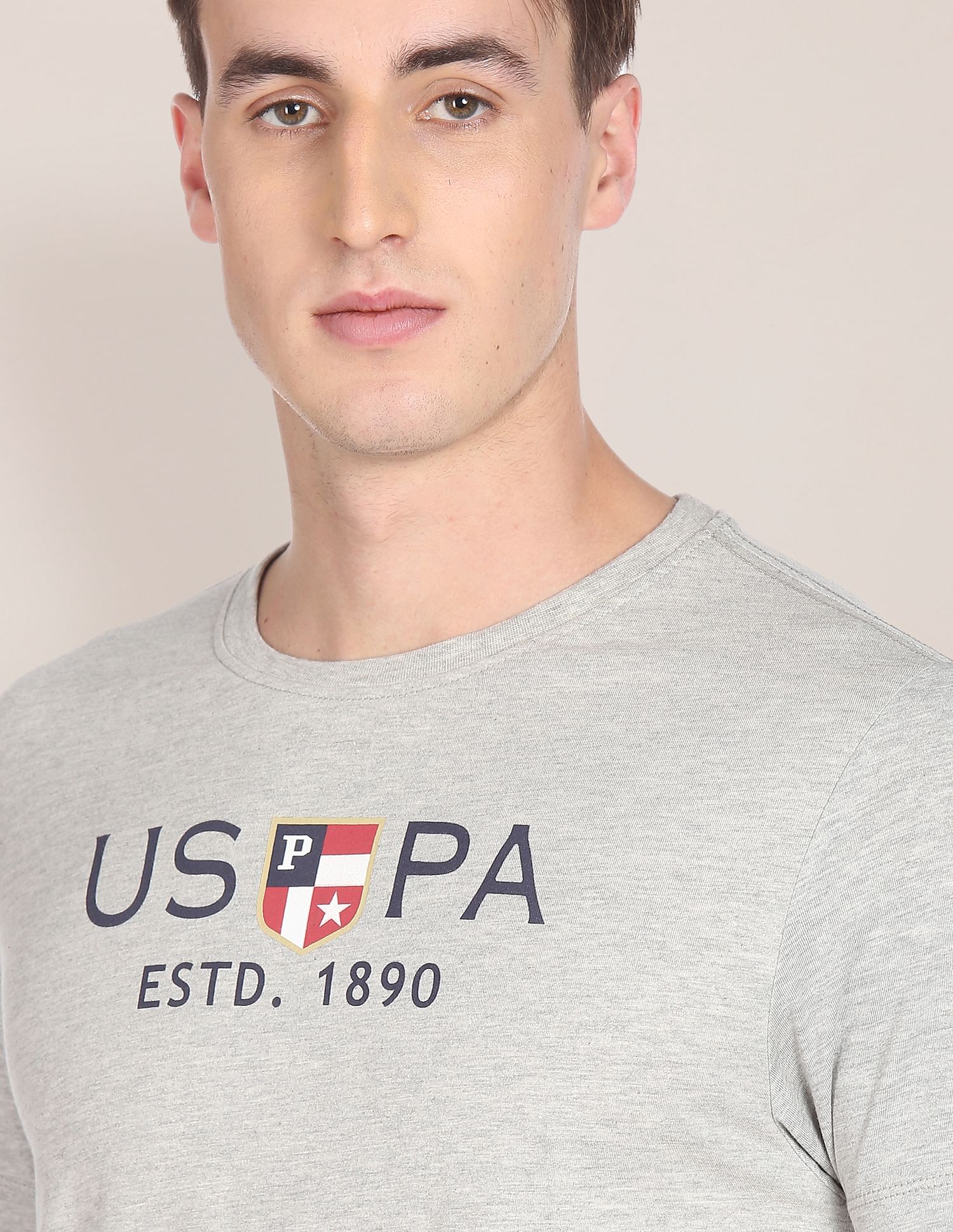 Brand Print Heathered Cotton T-Shirt - Image 6