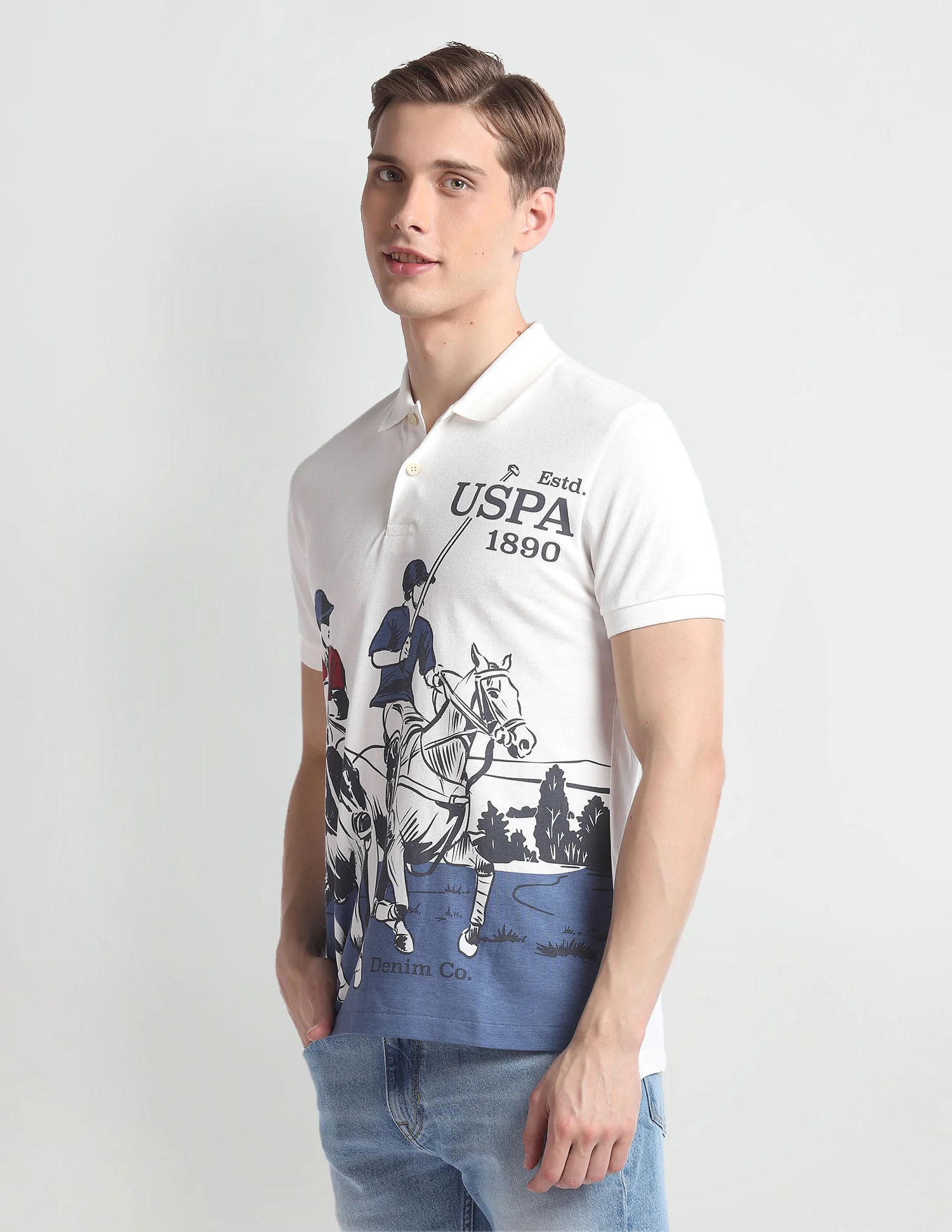 Brand Print Pique Polo Shirt - Image 4
