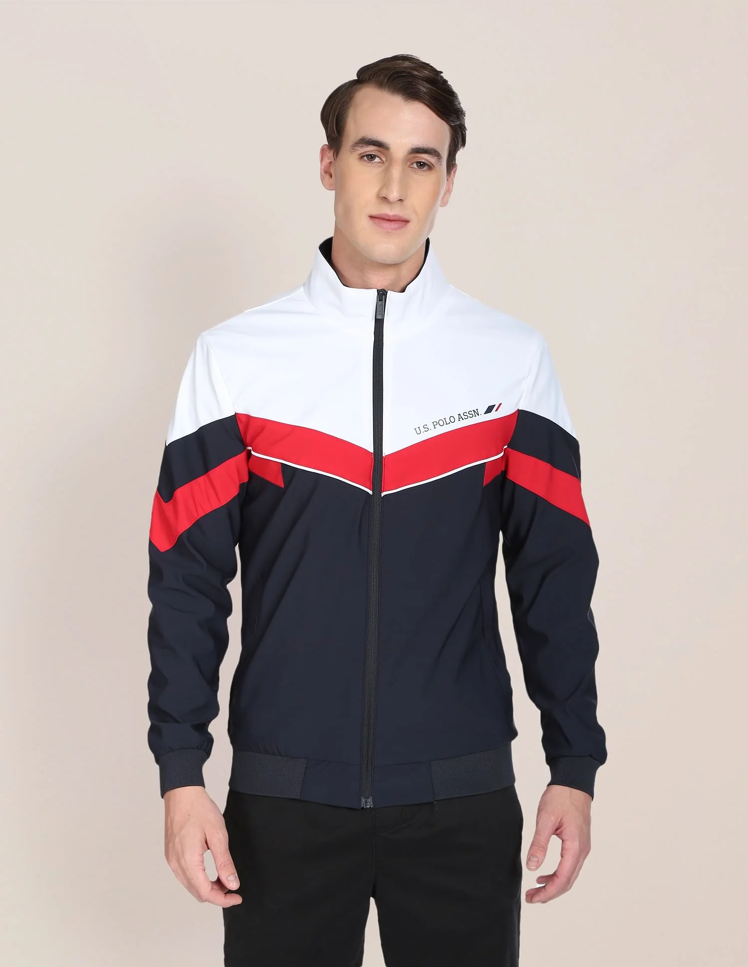 Brand Stripe High Neck Casual Jacket - Image 5