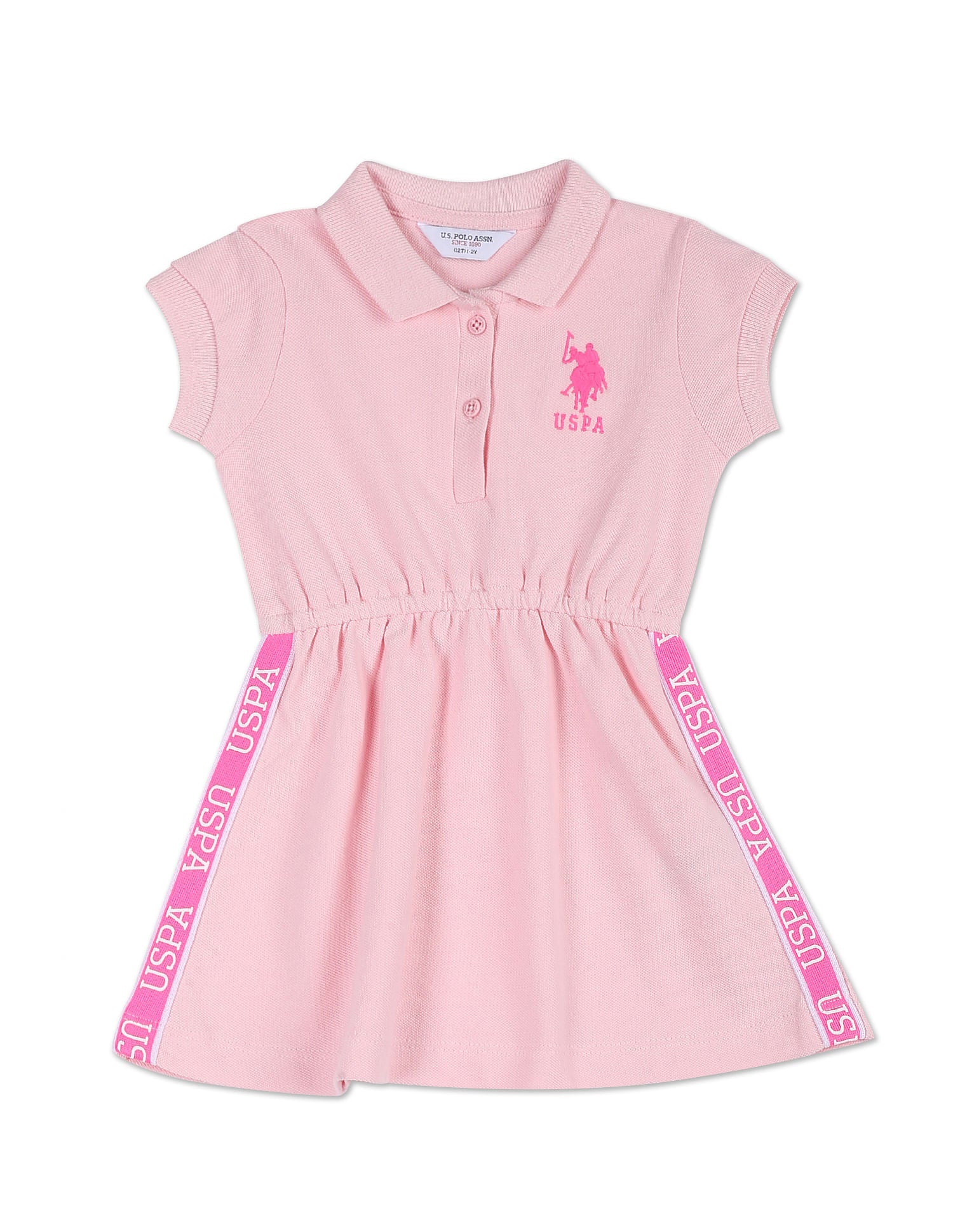 Brand Tape Solid Fit And Flare Dress