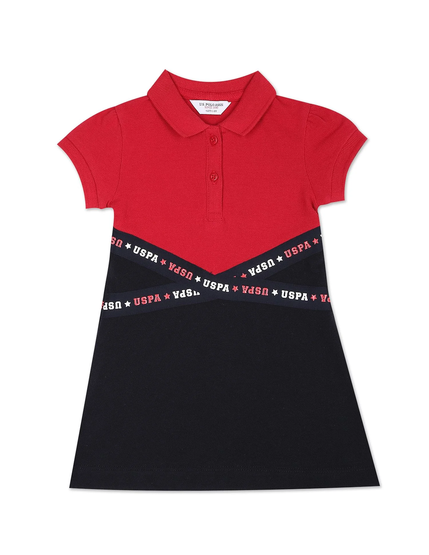 Brand Tape Solid Polo Dress