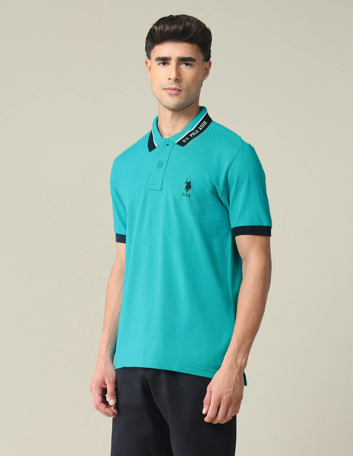 Branded Collar Pique Polo Shirt - Image 4