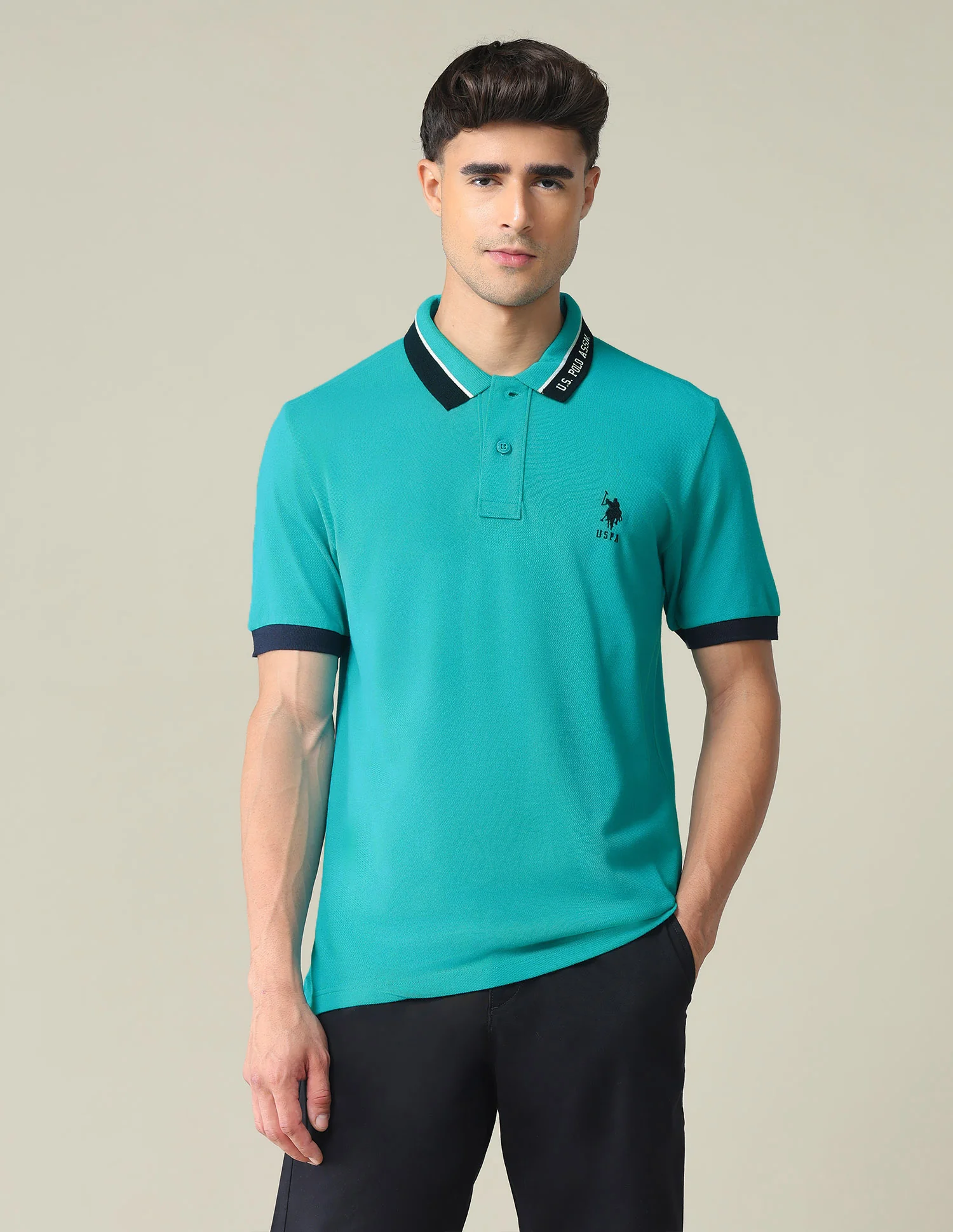 Branded Collar Pique Polo Shirt - Image 6