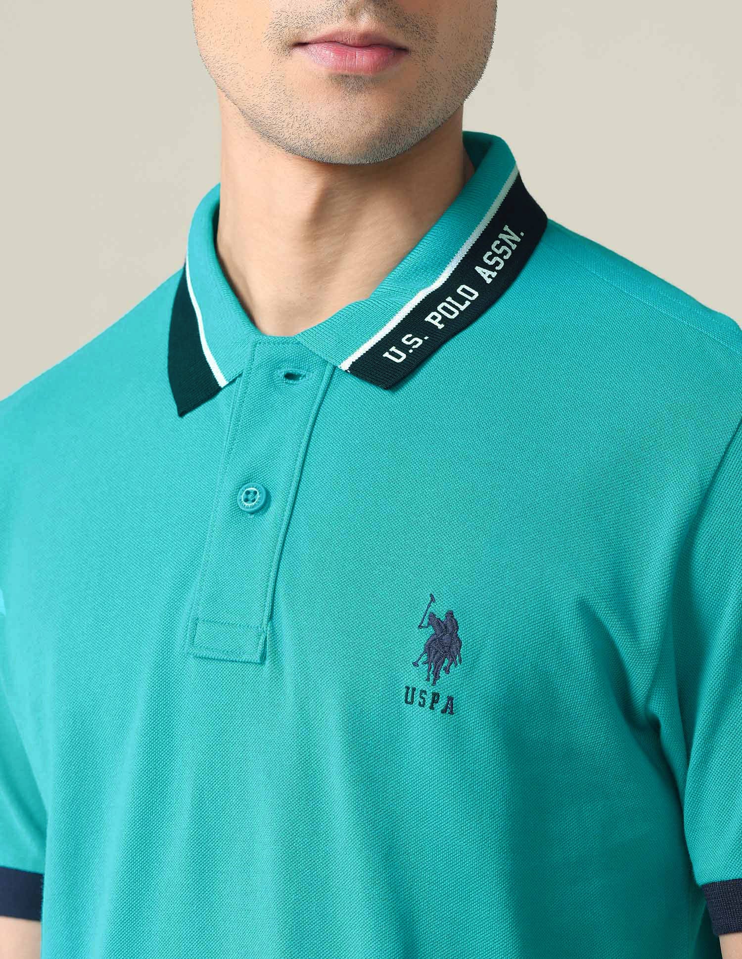 Branded Collar Pique Polo Shirt - Image 7