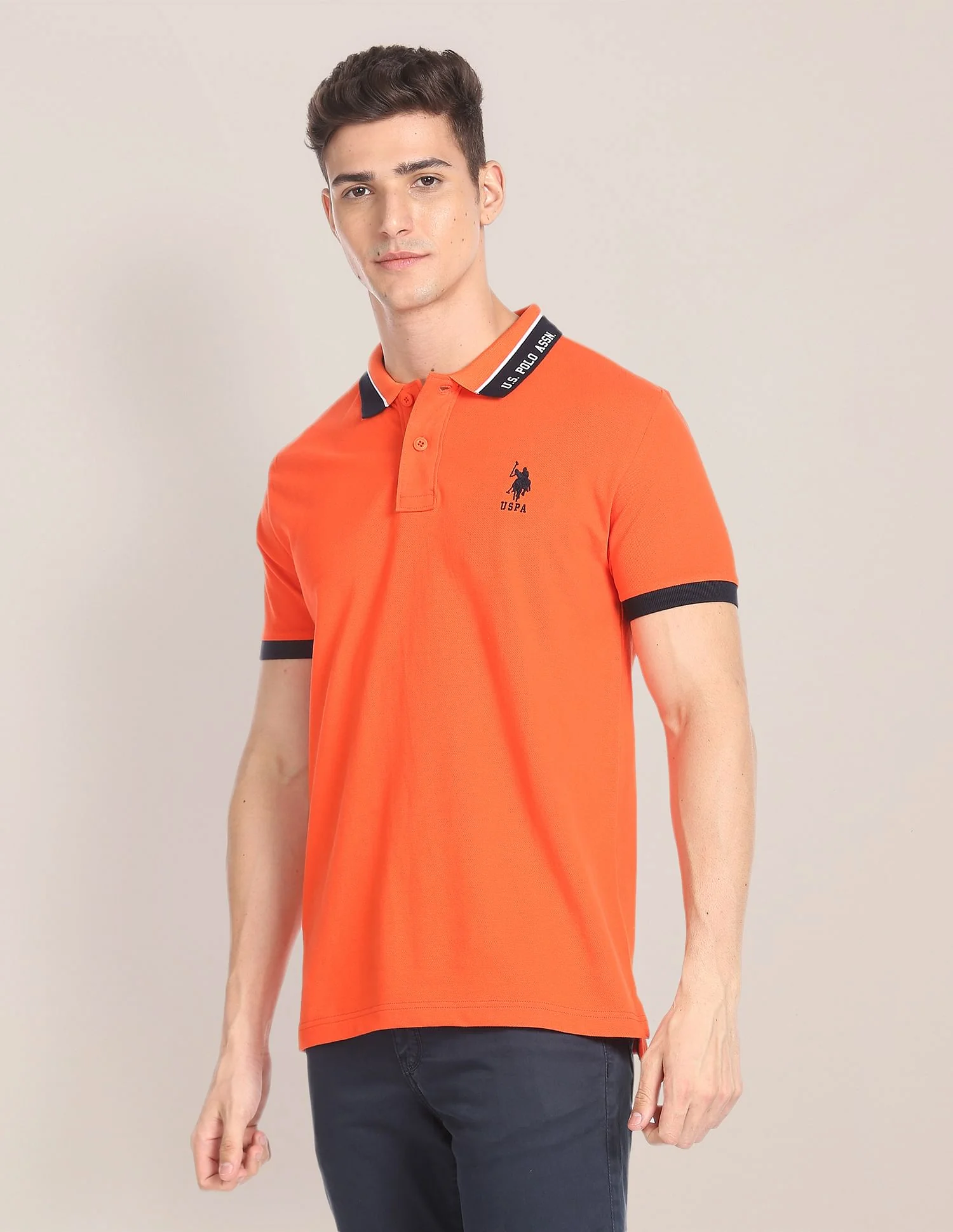 Branded Collar Pique Polo Shirt - Image 4