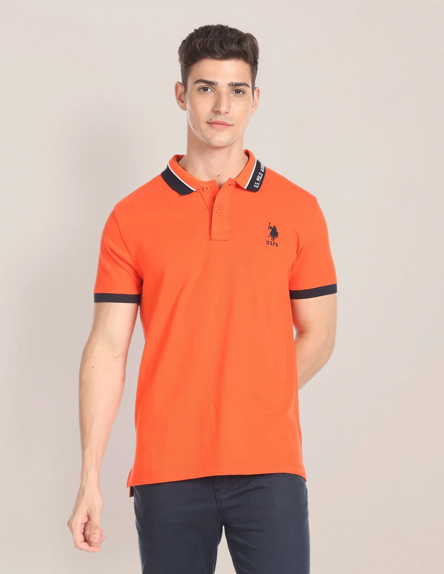 Branded Collar Pique Polo Shirt - Image 6