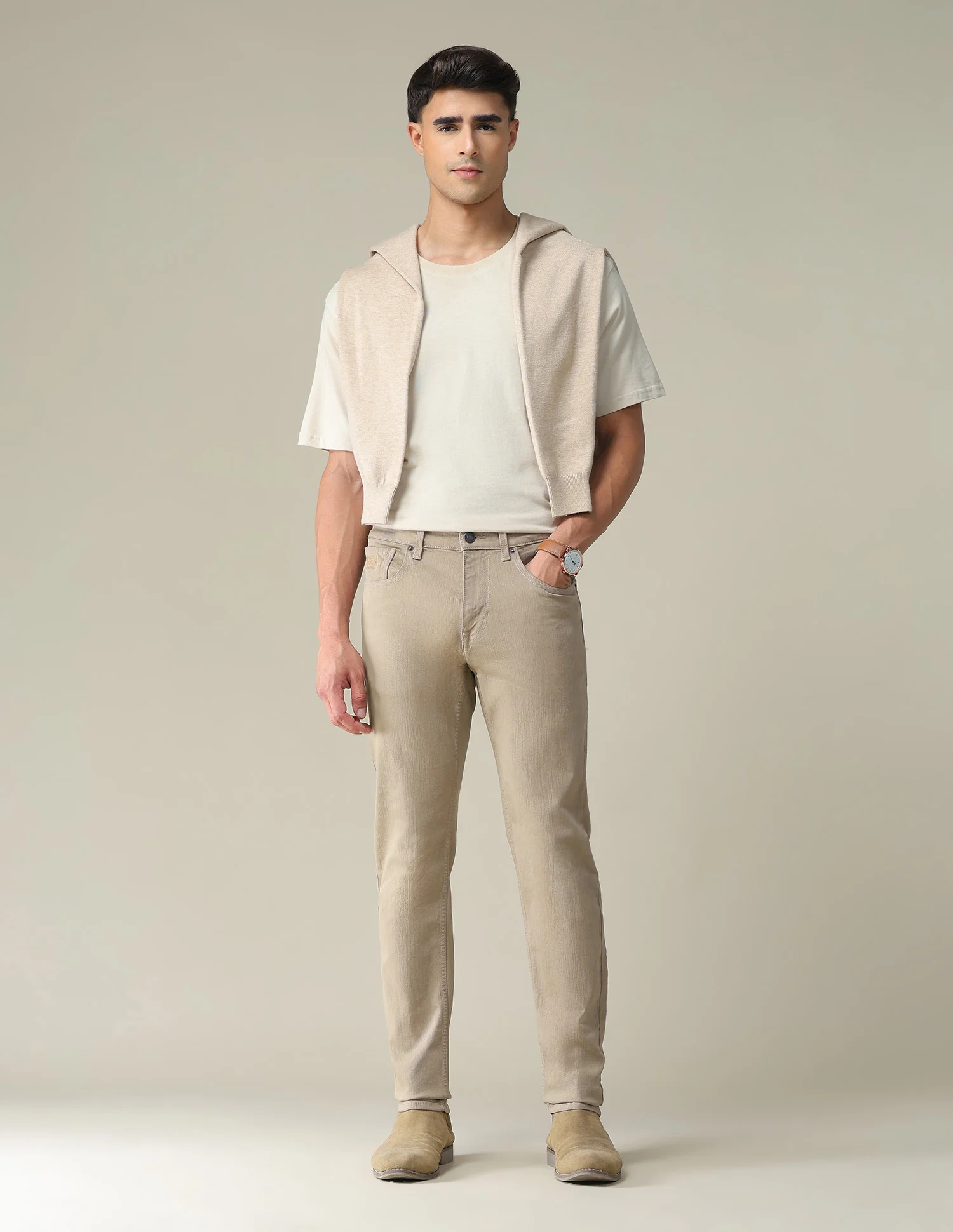 Brandon Slim Tapered Fit Brown Jeans - Image 3