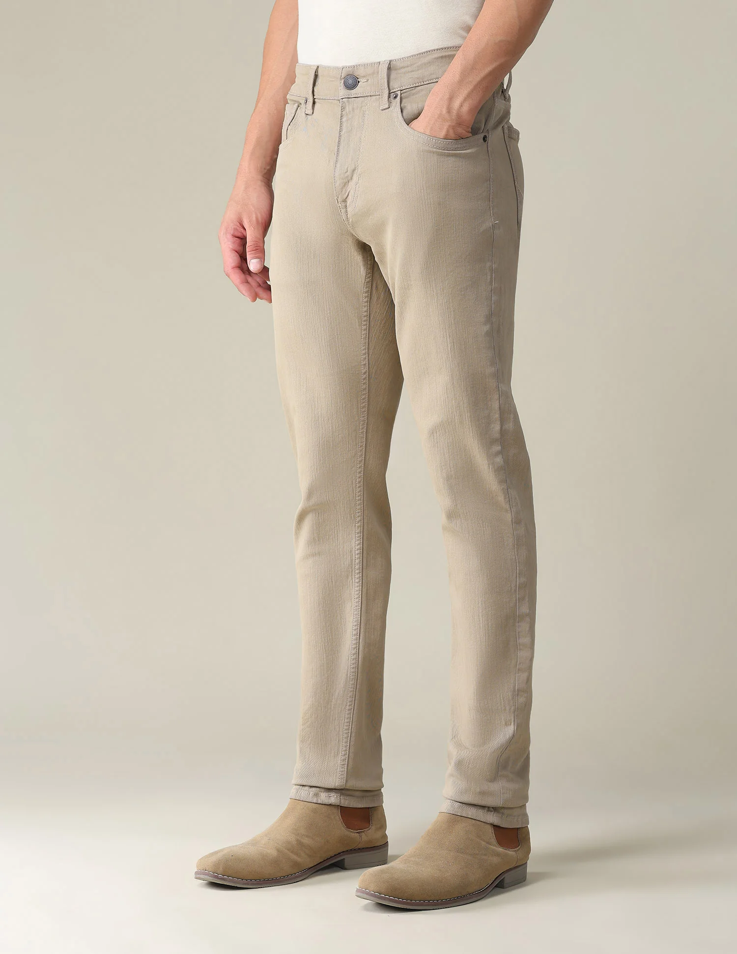 Brandon Slim Tapered Fit Brown Jeans - Image 4