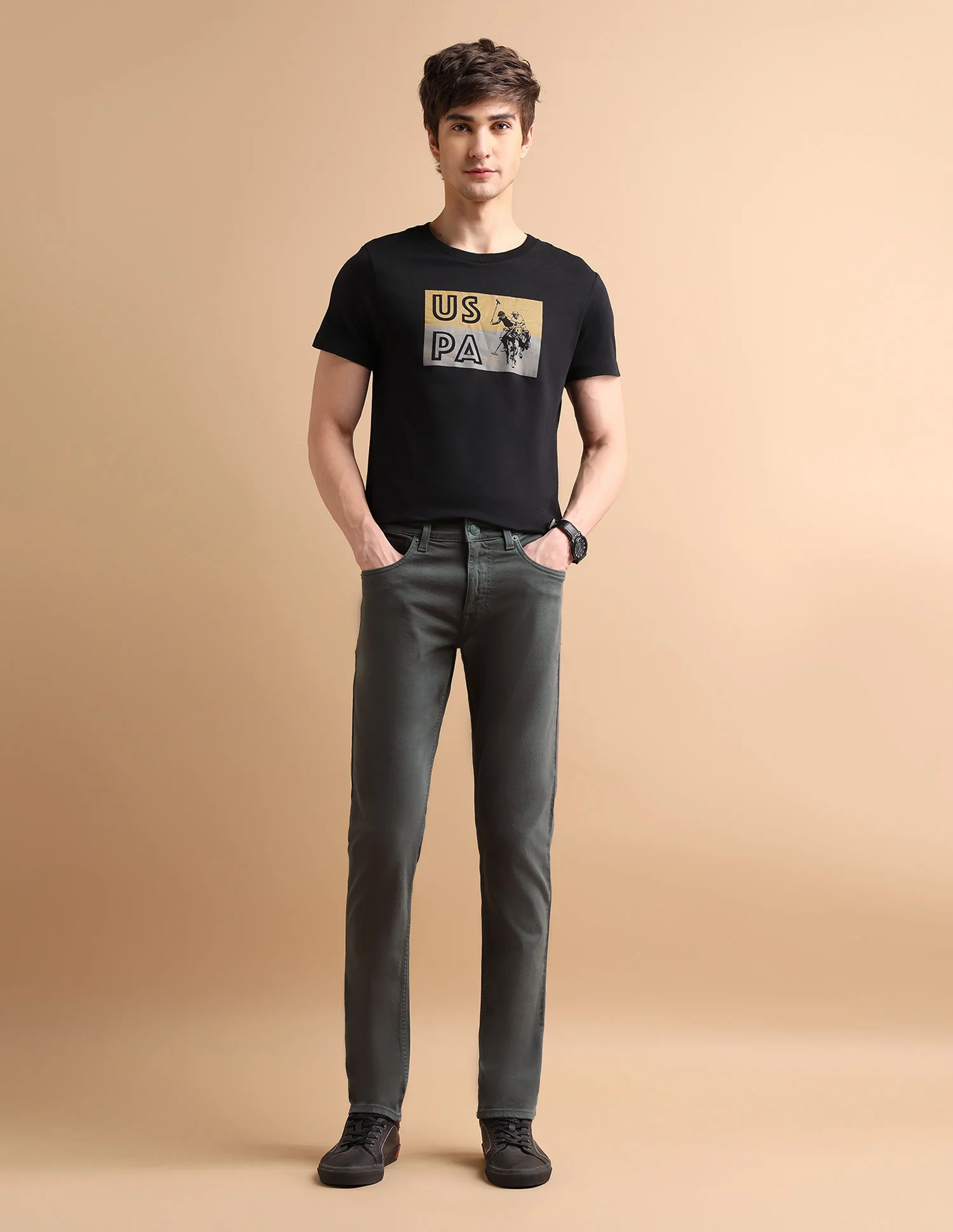 Brandon Slim Tapered Fit Green Jeans - Image 3
