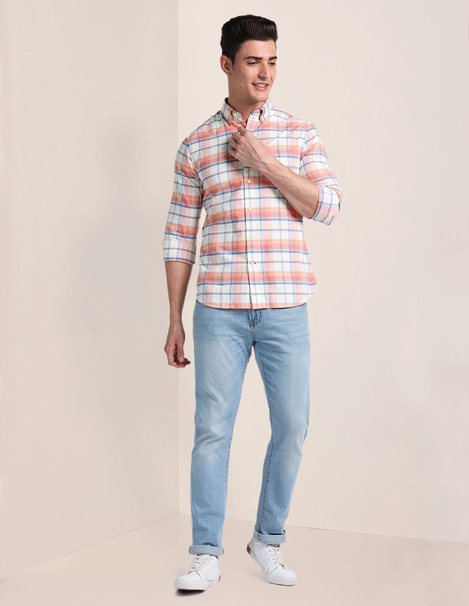 Button Down Collar Checked Shirt - Image 3