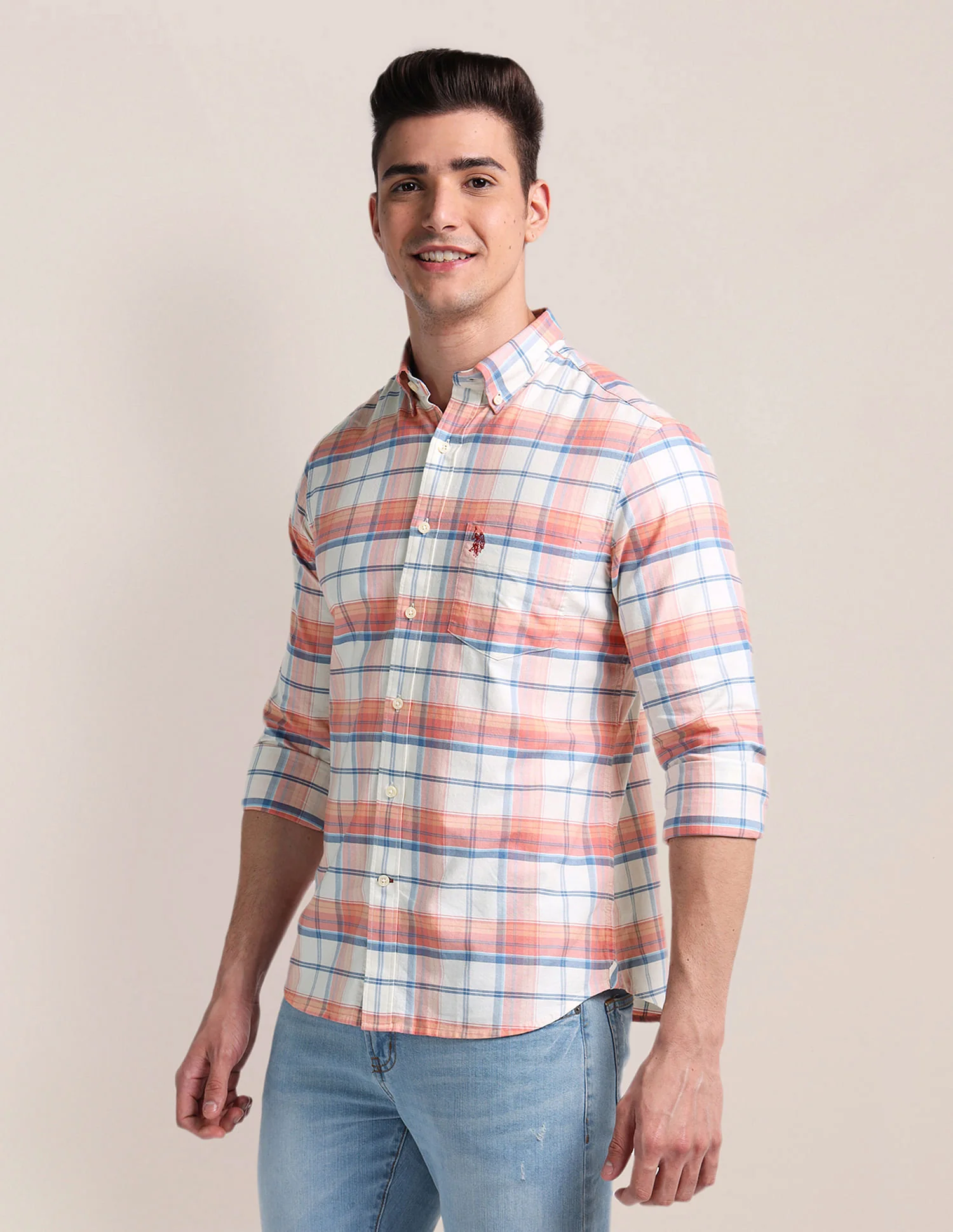 Button Down Collar Checked Shirt - Image 4