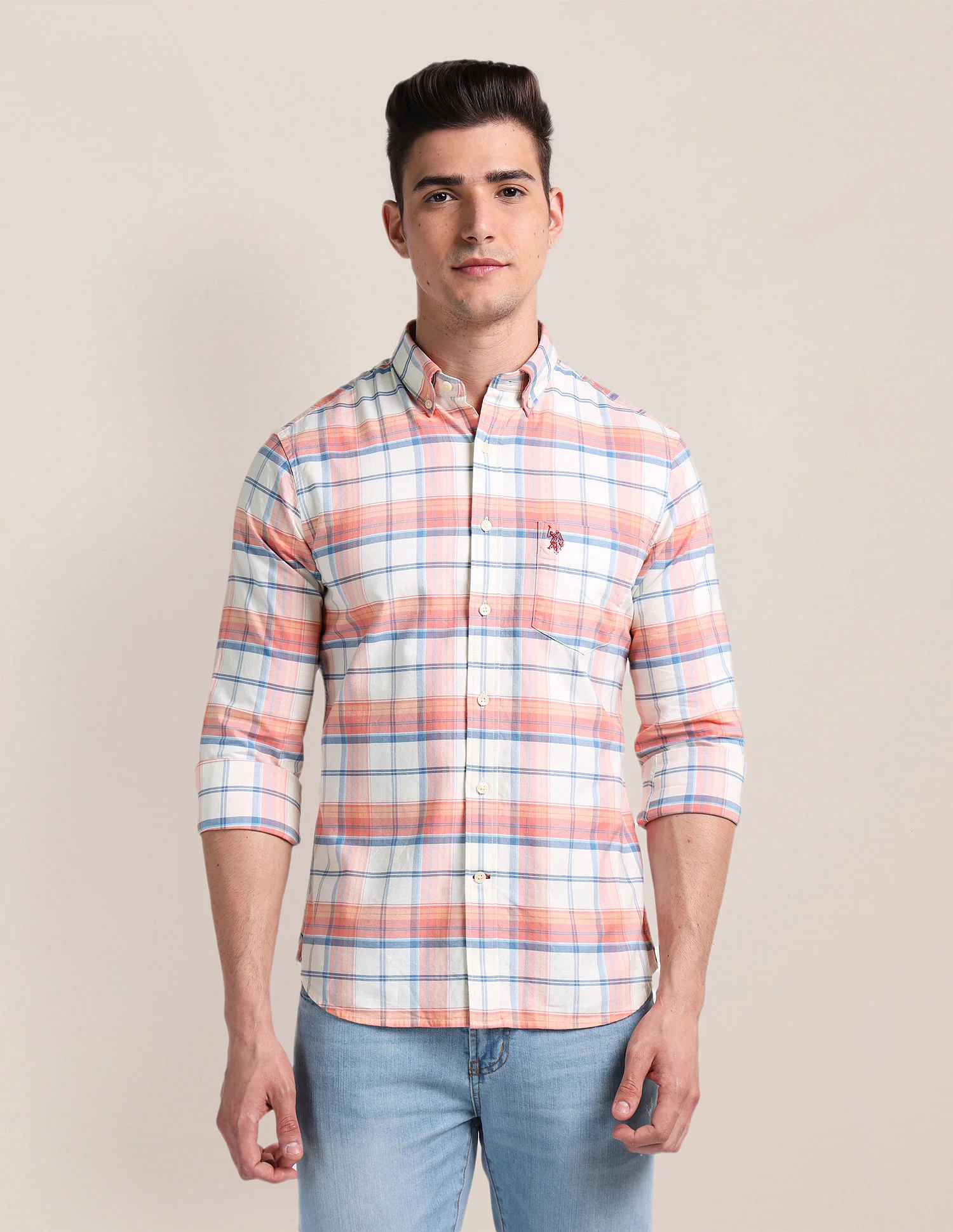 Button Down Collar Checked Shirt - Image 6