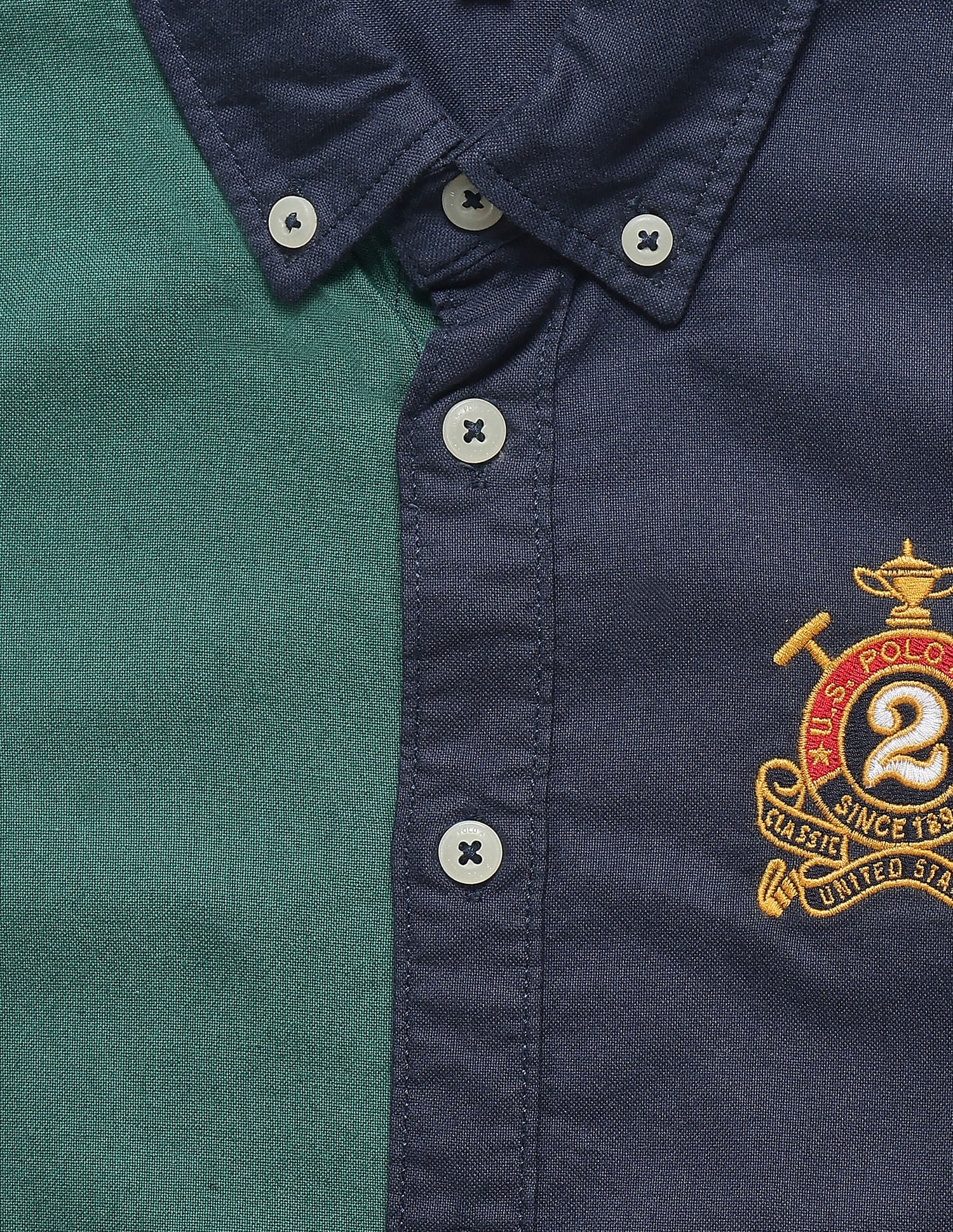 Button Down Collar Colour Block Shirt - Image 3