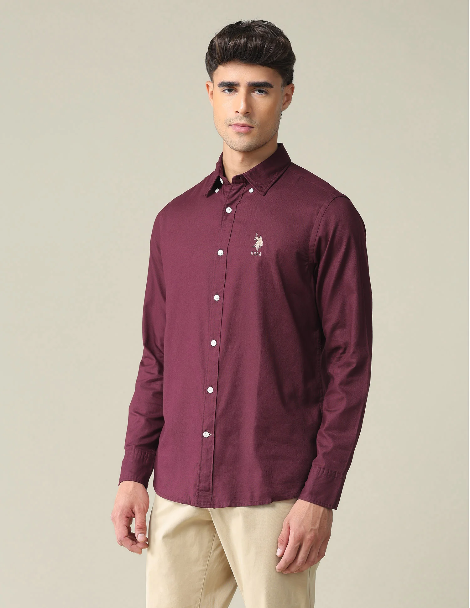 Button Down Collar Cotton Shirt - Image 4