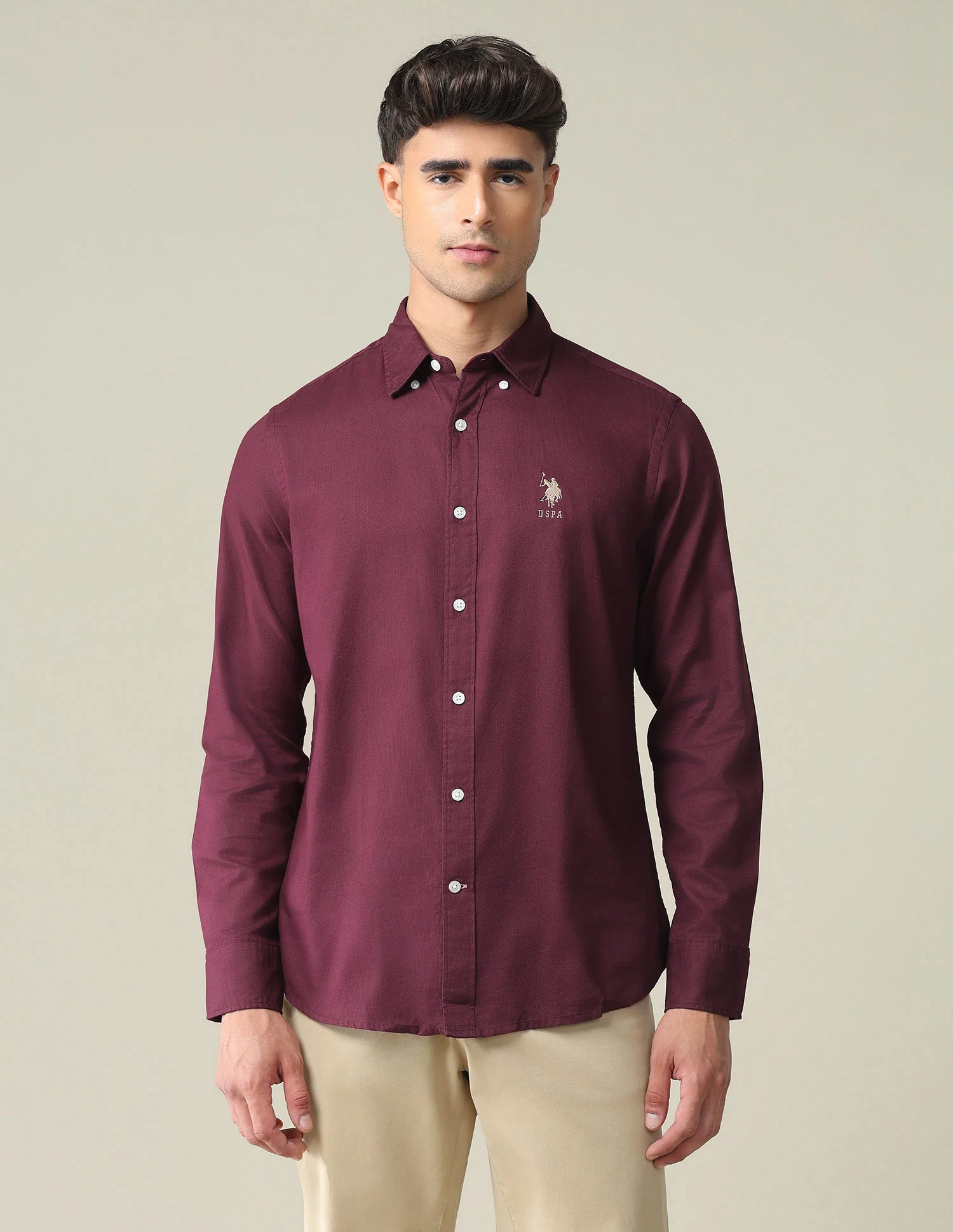 Button Down Collar Cotton Shirt - Image 6