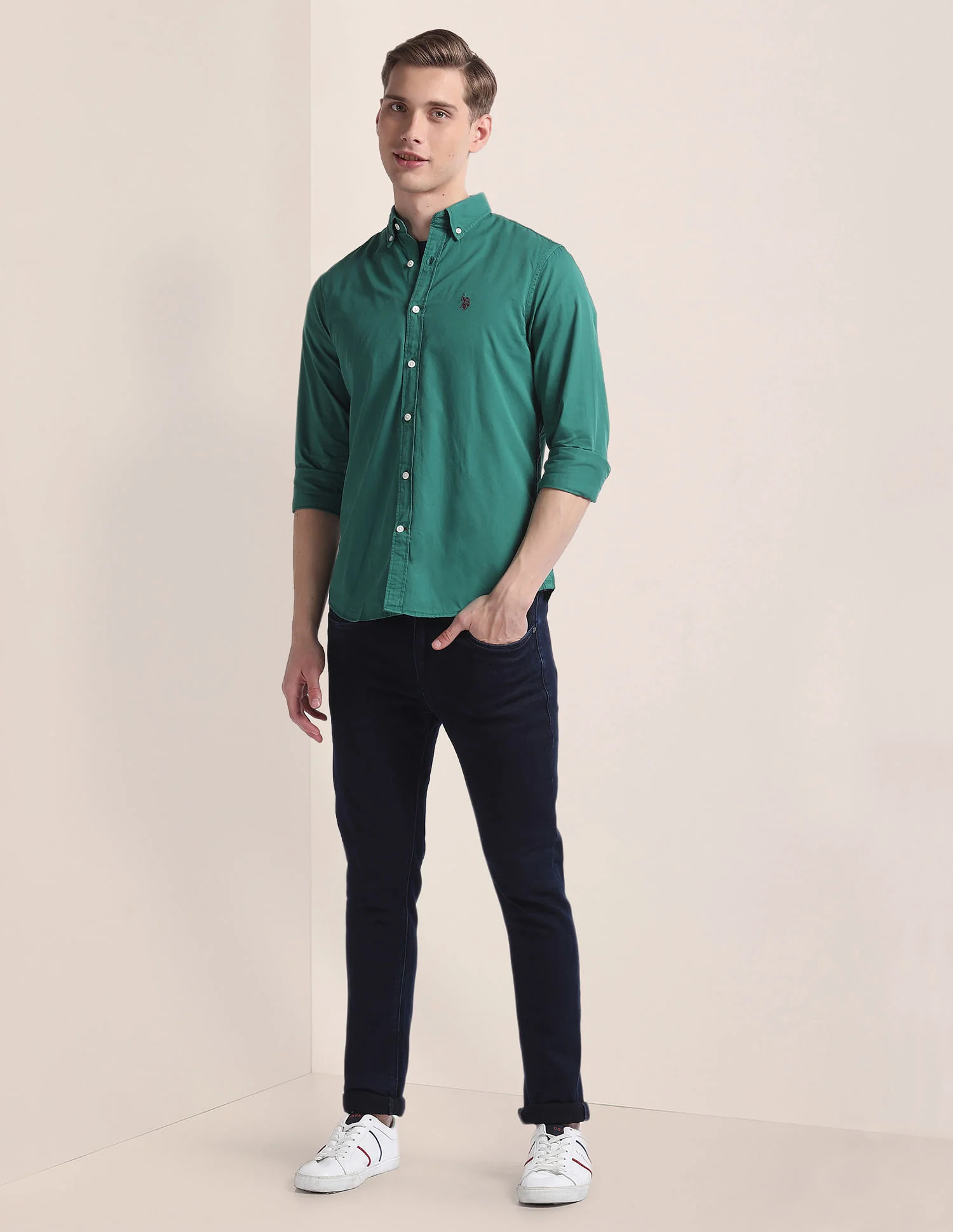 Button Down Collar Dyed Shirt - Image 3