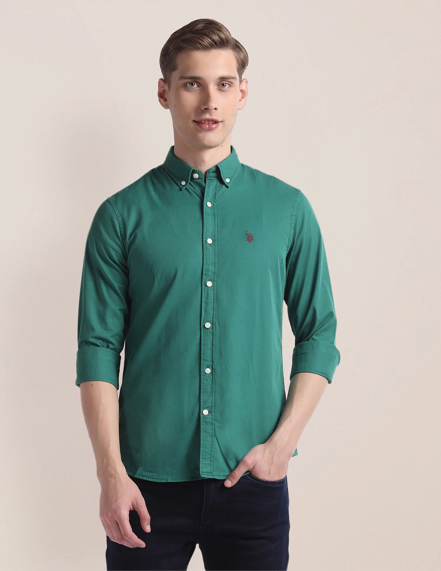 Button Down Collar Dyed Shirt - Image 6