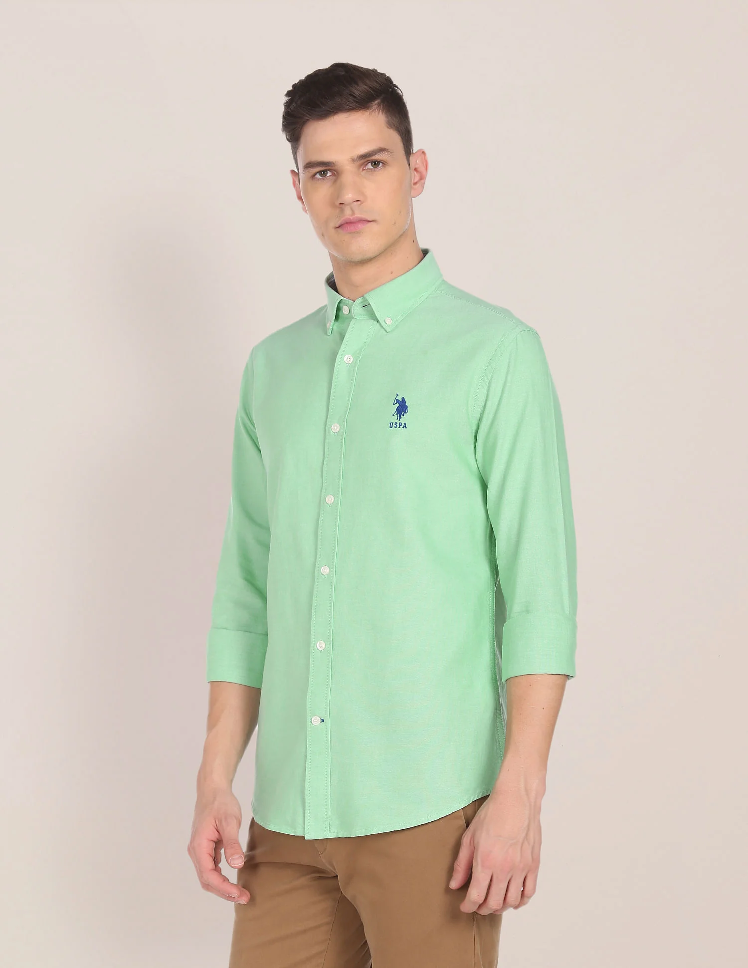 Button Down Collar Solid Casual Shirt - Image 4