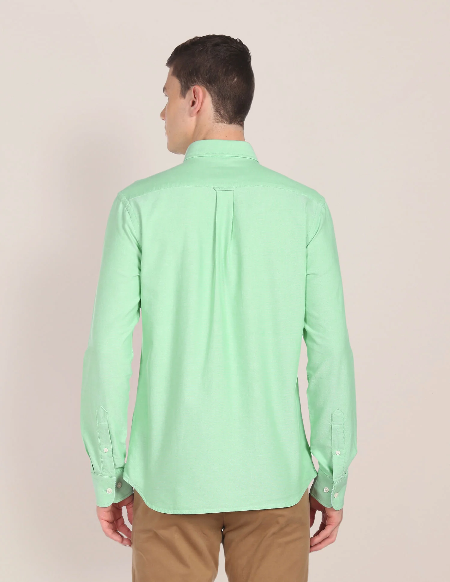 Button Down Collar Solid Casual Shirt - Image 5