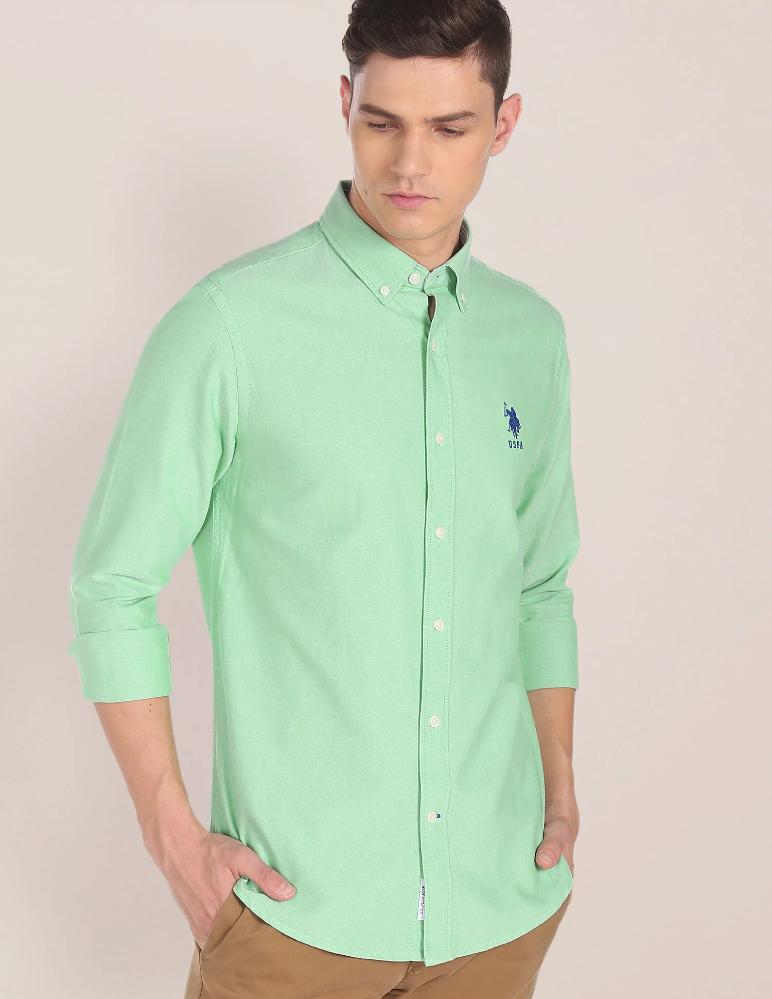 Button Down Collar Solid Casual Shirt - Image 6